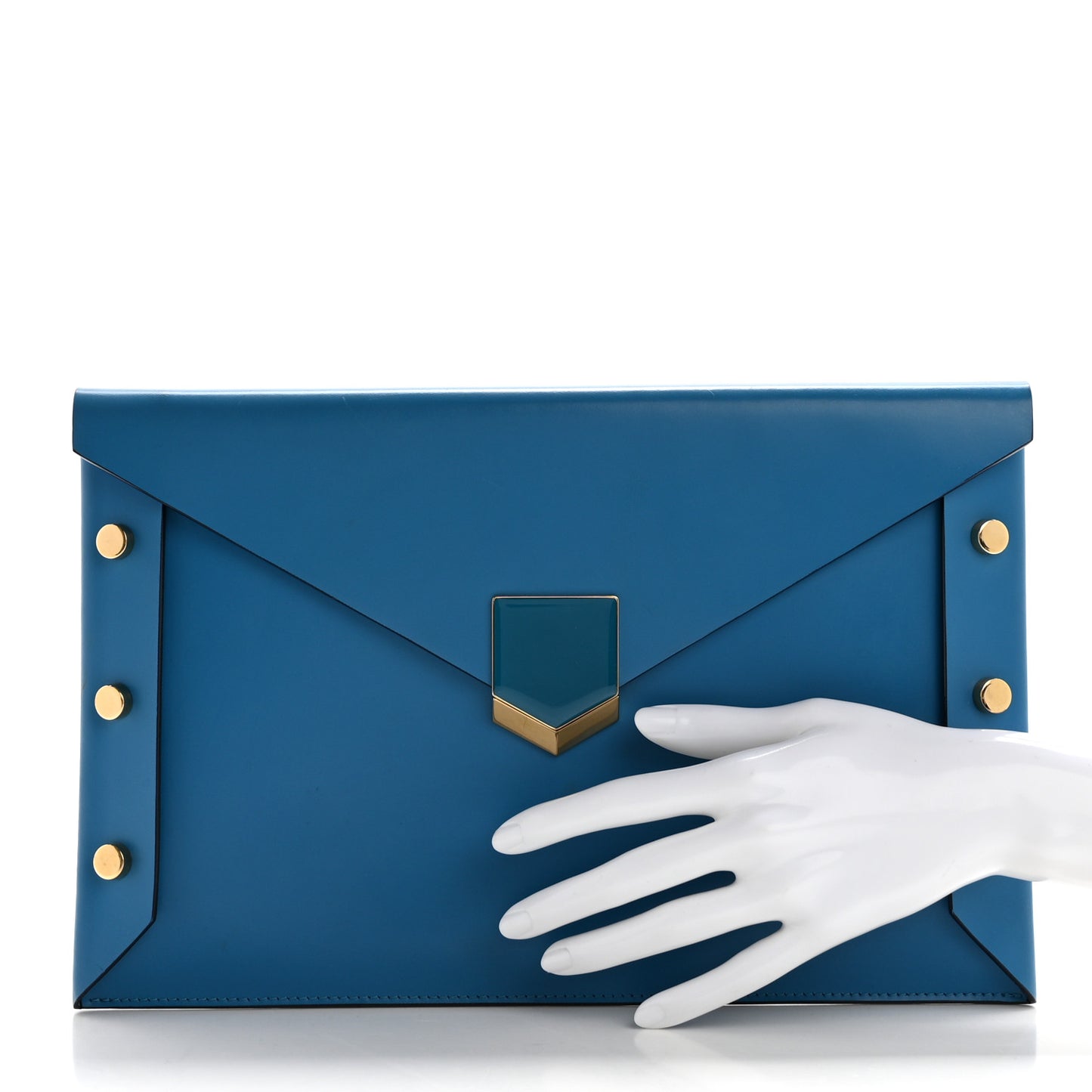 Calfskin Lockett Envelope Clutch Robot Blue