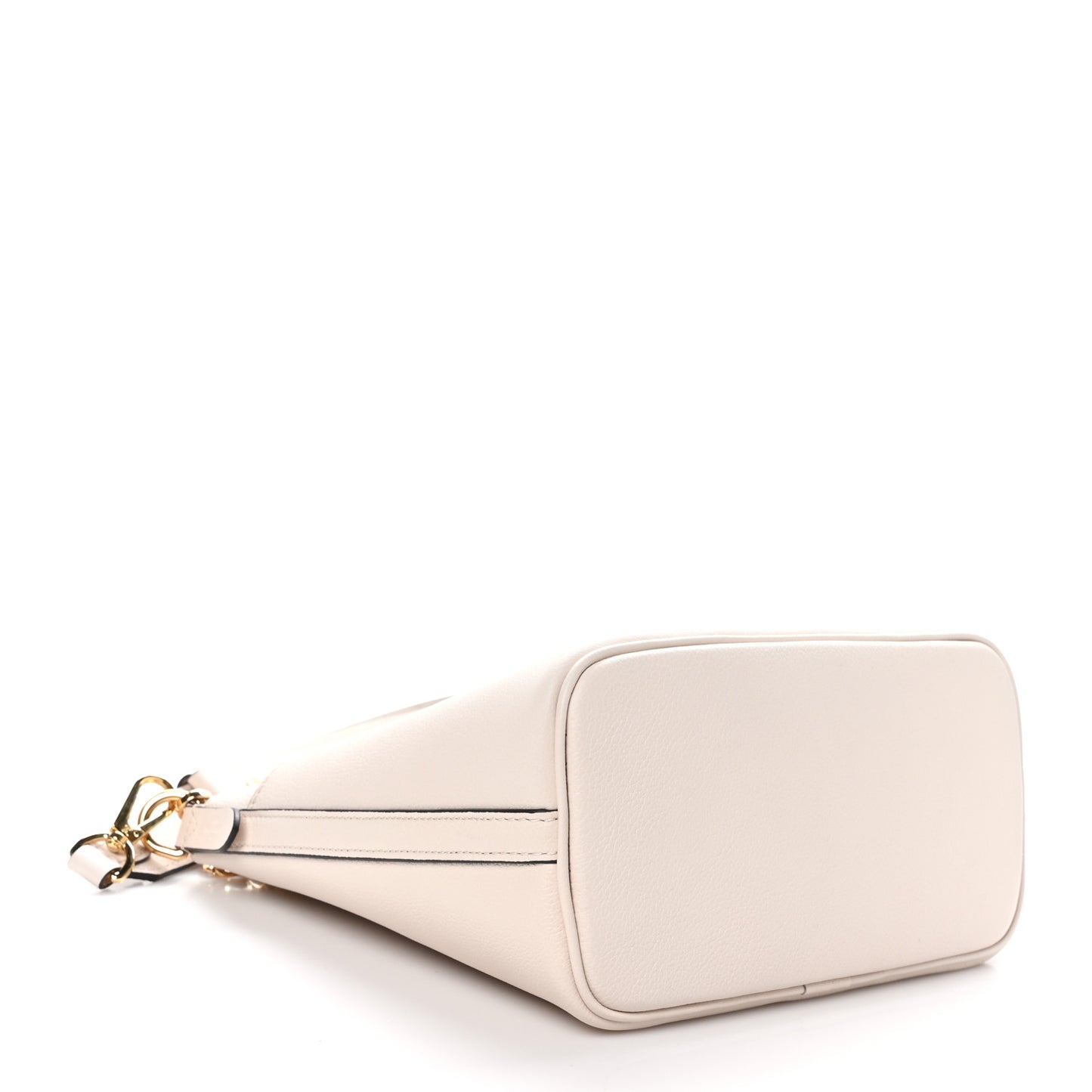 Grained Calfskin Lock and Walk Bucket Quartz