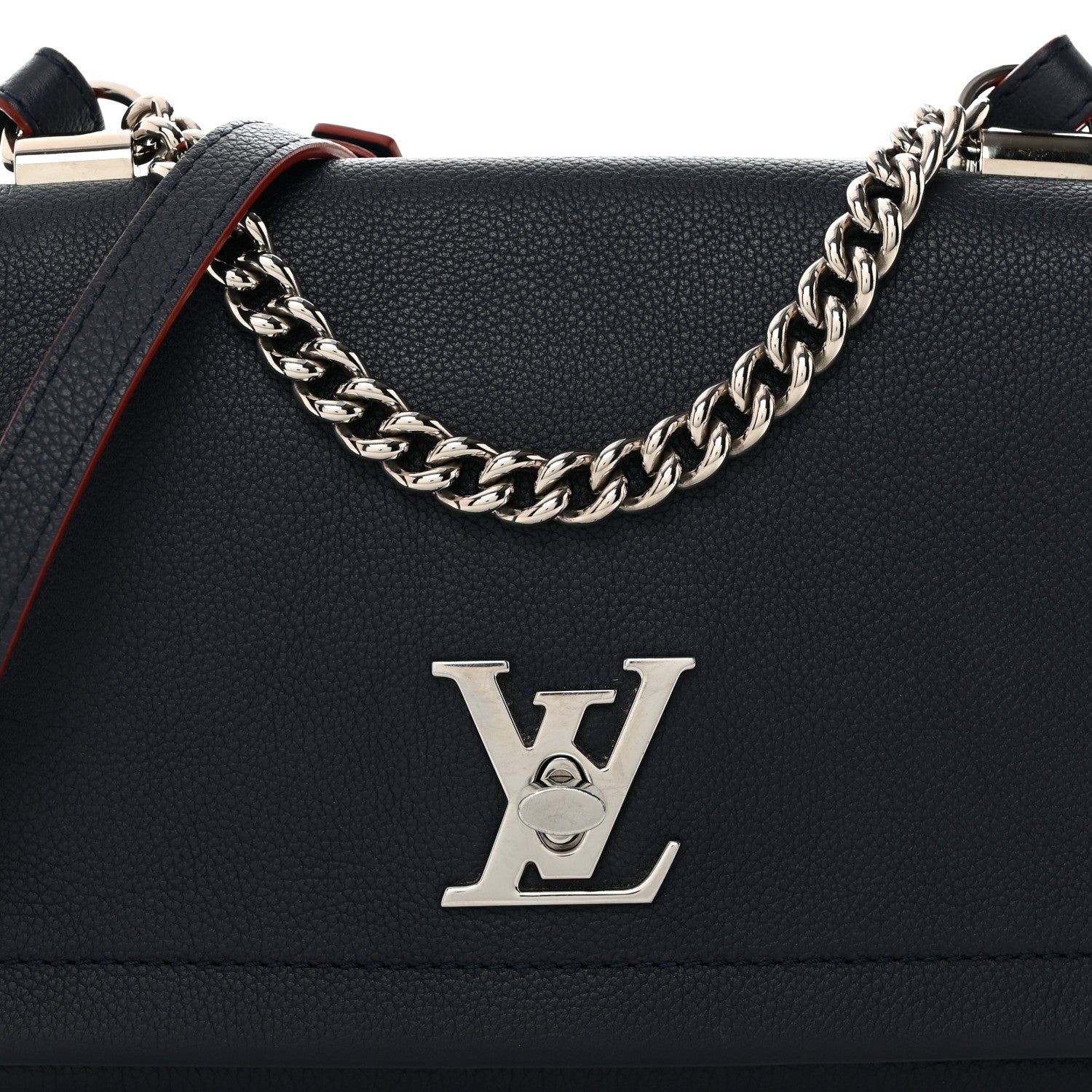 Louis Vuitton Calfskin Lockme II Chain Bag BB Marine Rouge 7 of 9