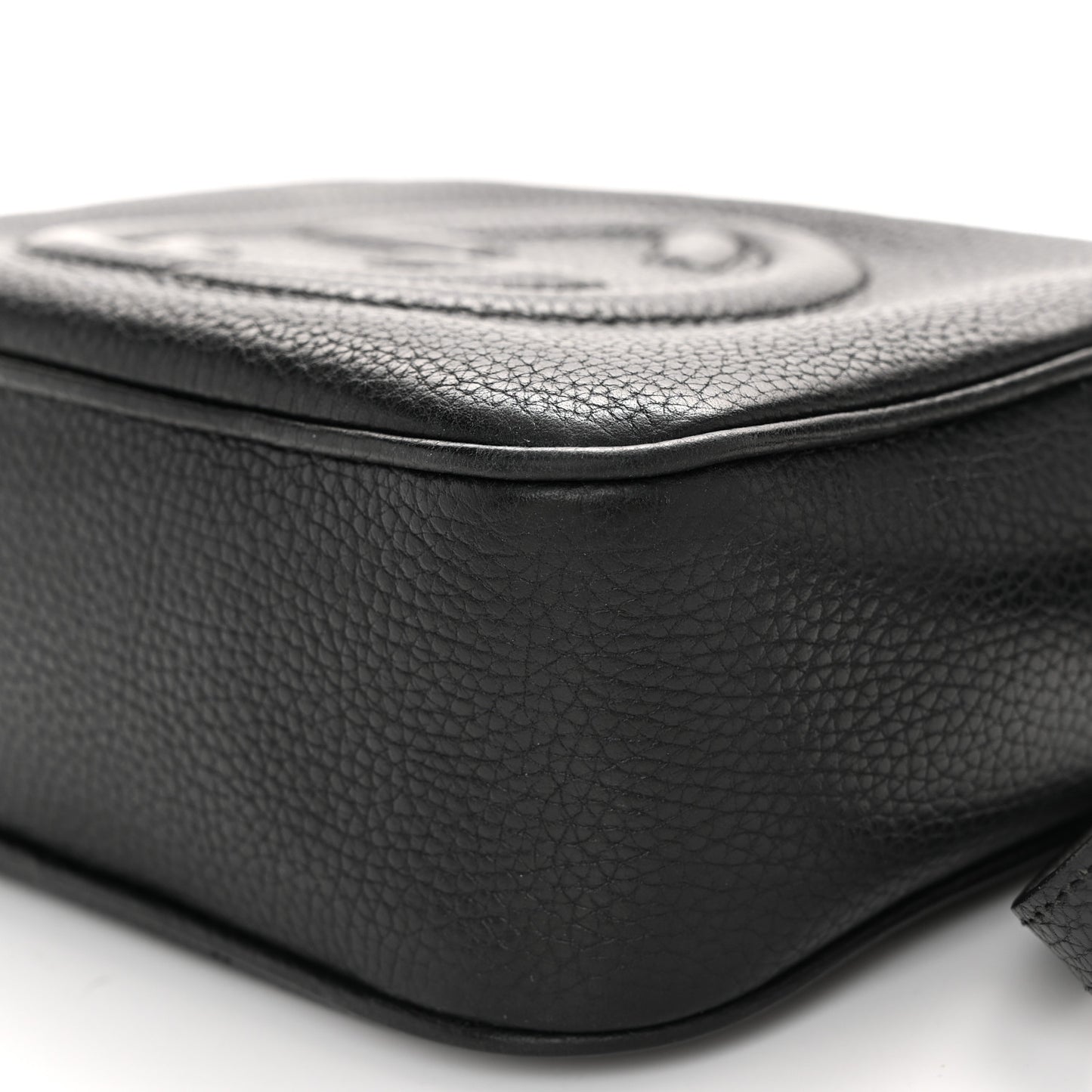 Pebbled Calfskin Small Soho Disco Bag Black