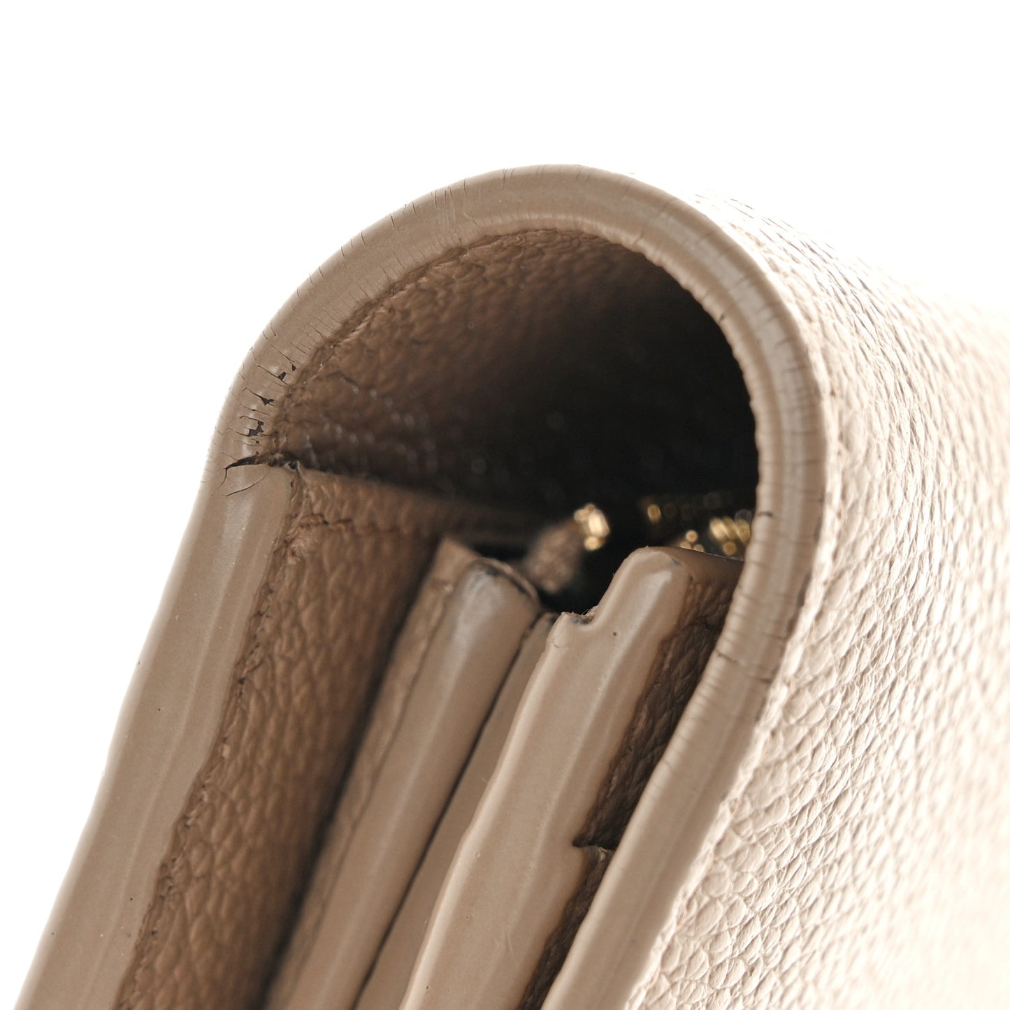 Grained Calfskin Monogram Large Flap Wallet Beige