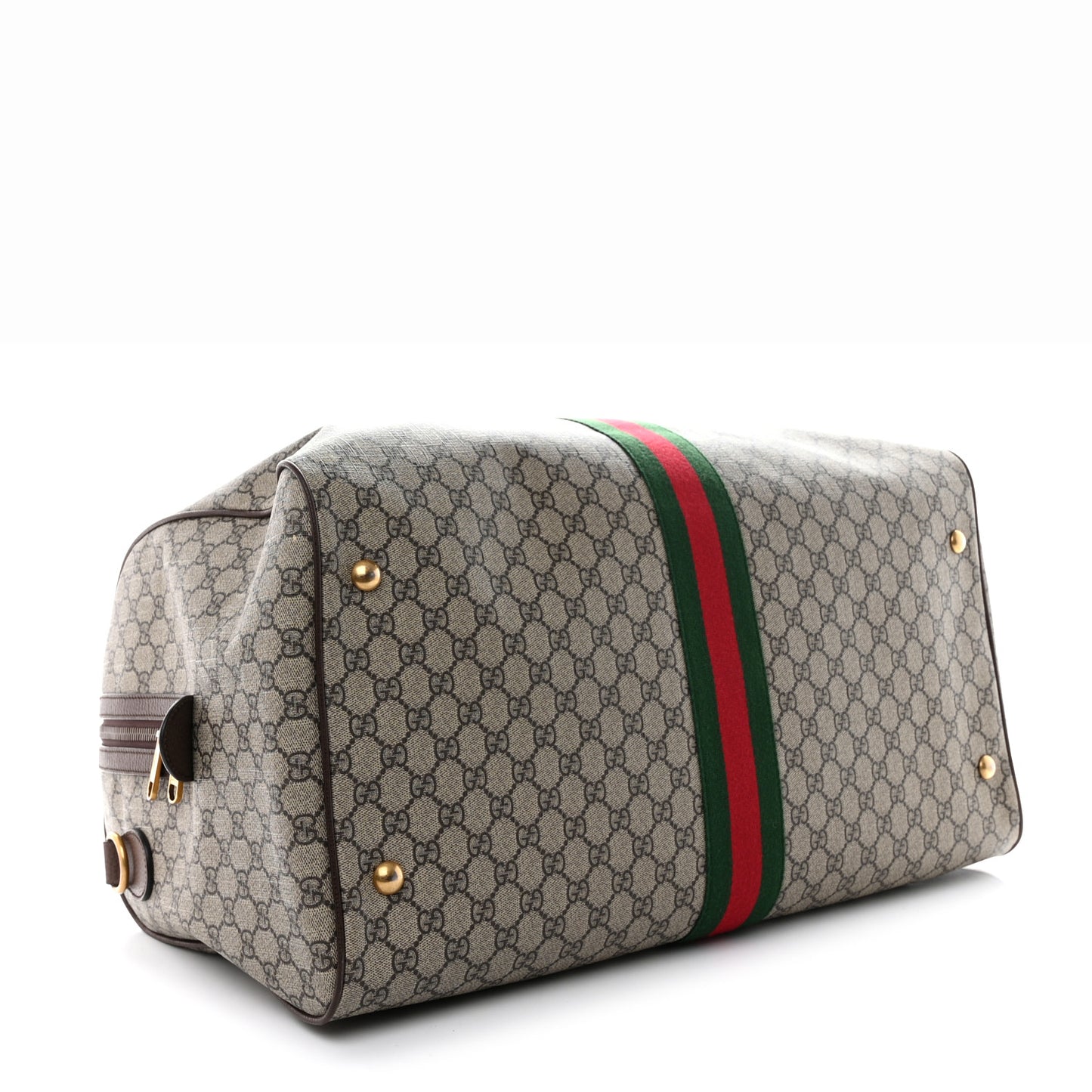 GG Supreme Monogram Textured Dollar Calfskin Web Large Savoy Duffle Bag Beige Ebony New Acero