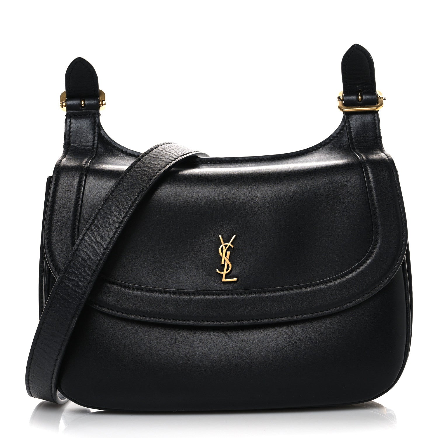 SAINT LAURENT ブラック ボディバッグ Saint Laurent Smooth Calfskin Medium Charlie Shoulder Bag Black