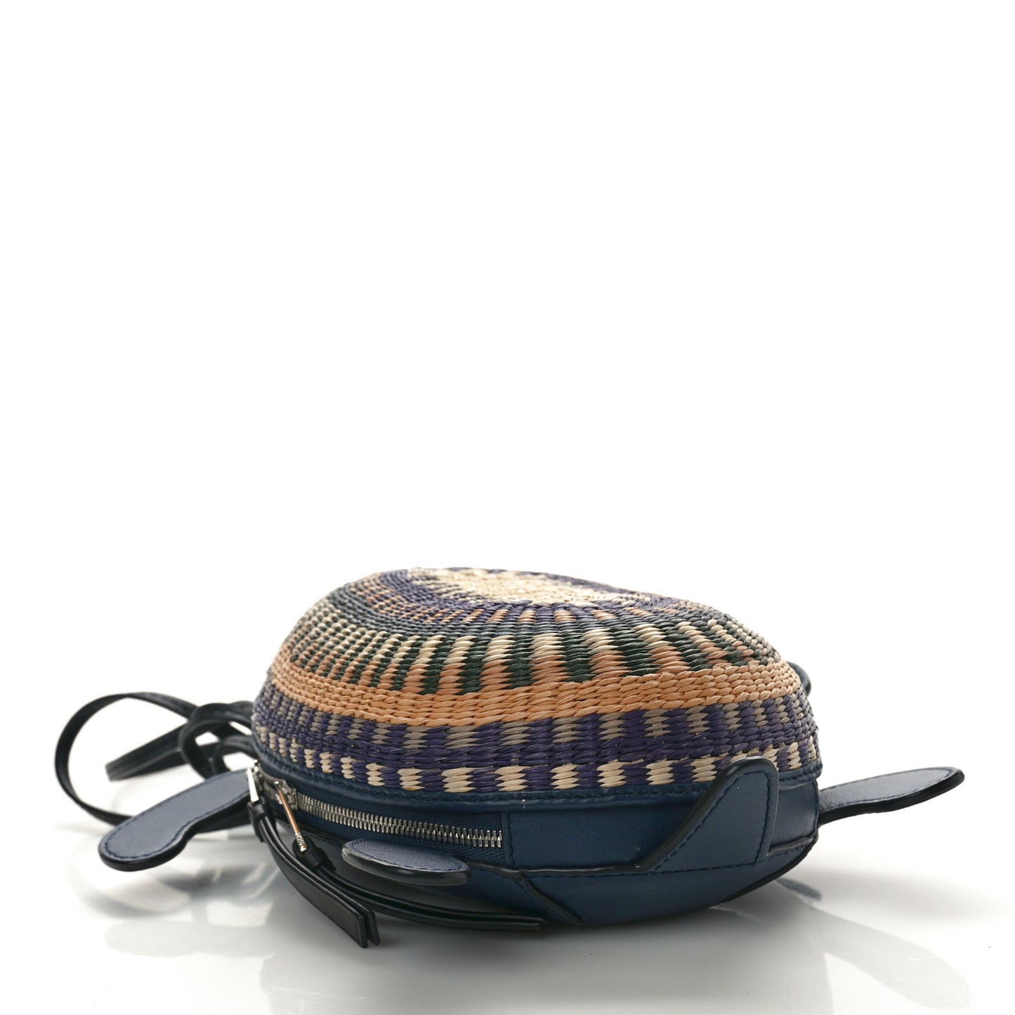 Raffia Calfskin Paula's Ibiza Turtle Pouch Ocean Multicolor