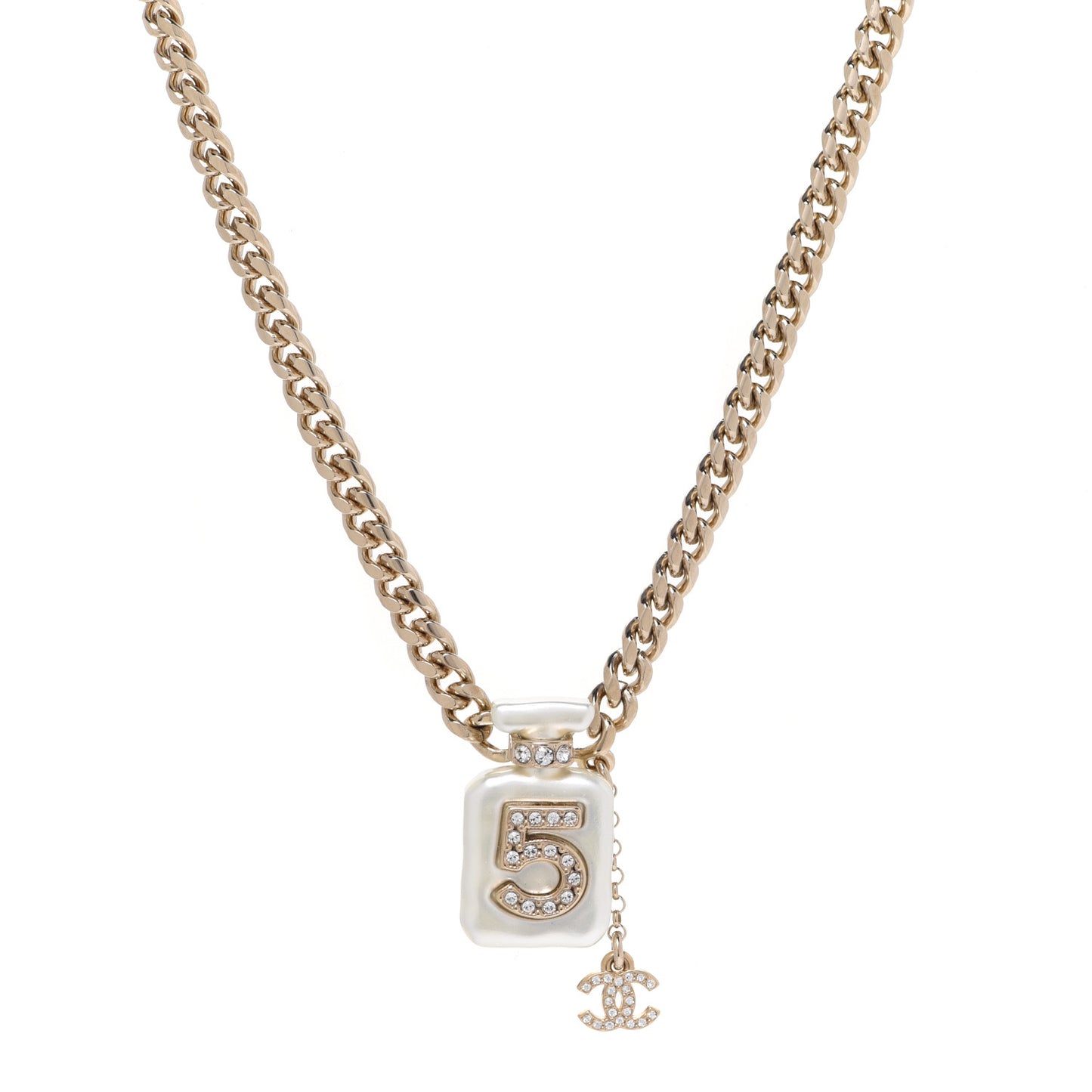 Resin Crystal CC No 5 Perfume Bottle Necklace