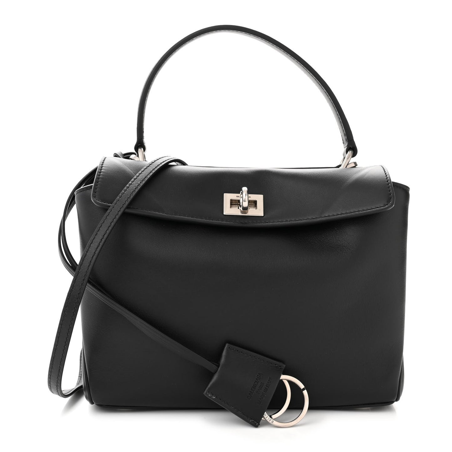 Natural Smooth Calfskin Mini Rodeo Top Handle Handbag Black
