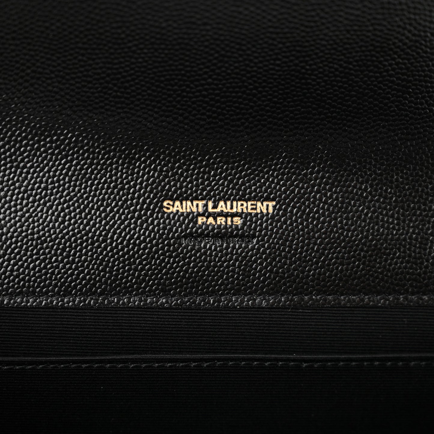 Grain De Poudre Matelasse Chevron Monogram Envelope Clutch Black