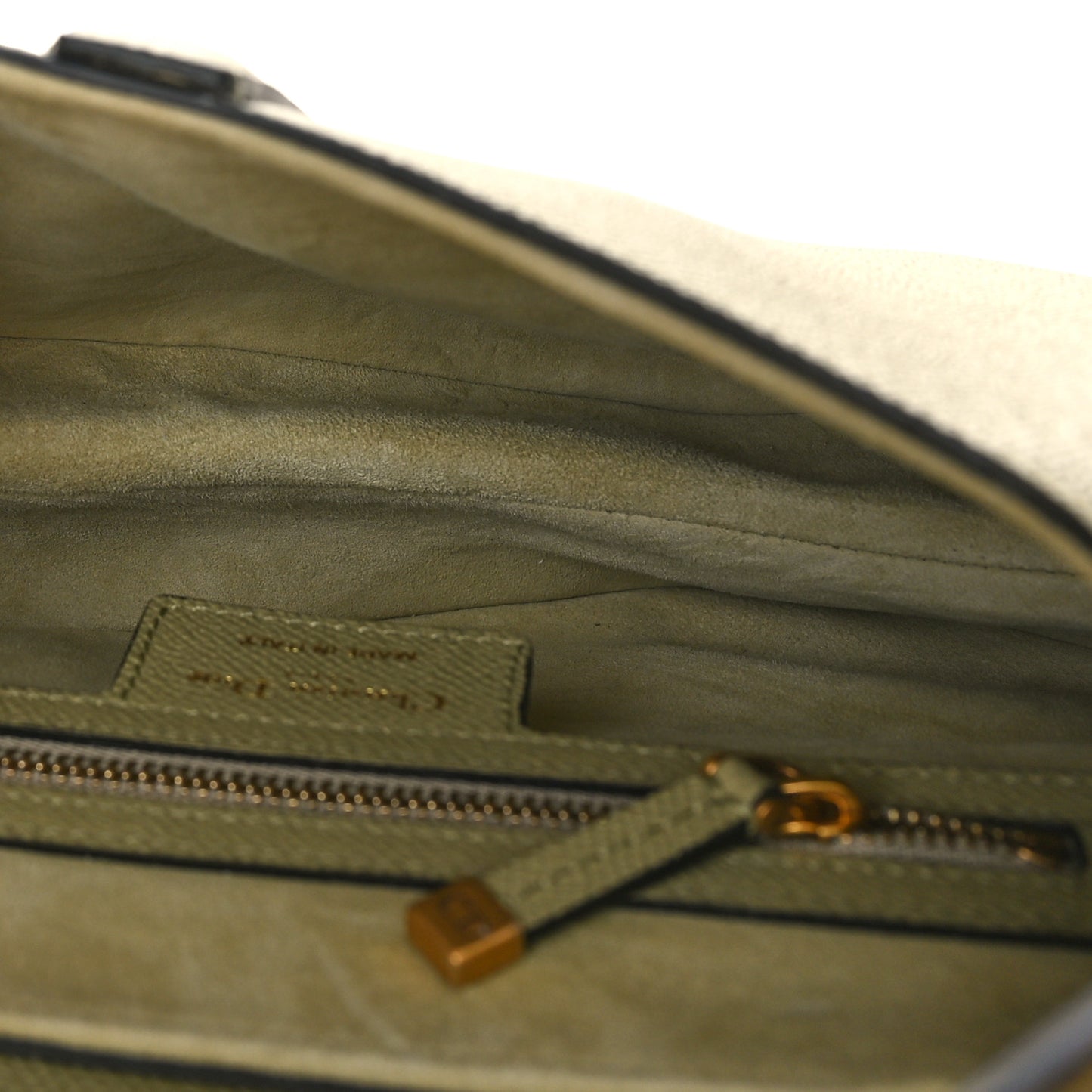Grained Calfskin Saddle Bag With Strap Green