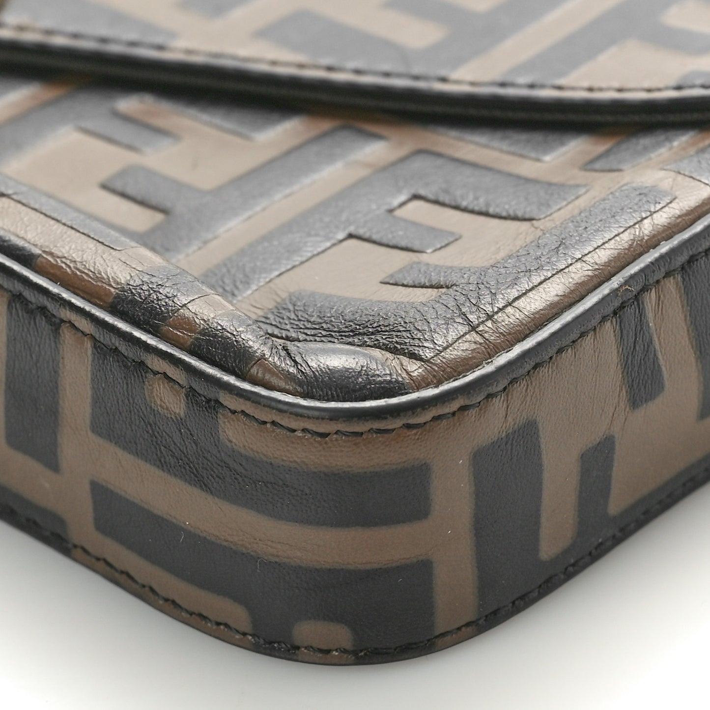 Vitello Soft F is Fendi Bi-Color FF 1974 Embossed Envelope Wallet On Chain with Pouches Maya Black