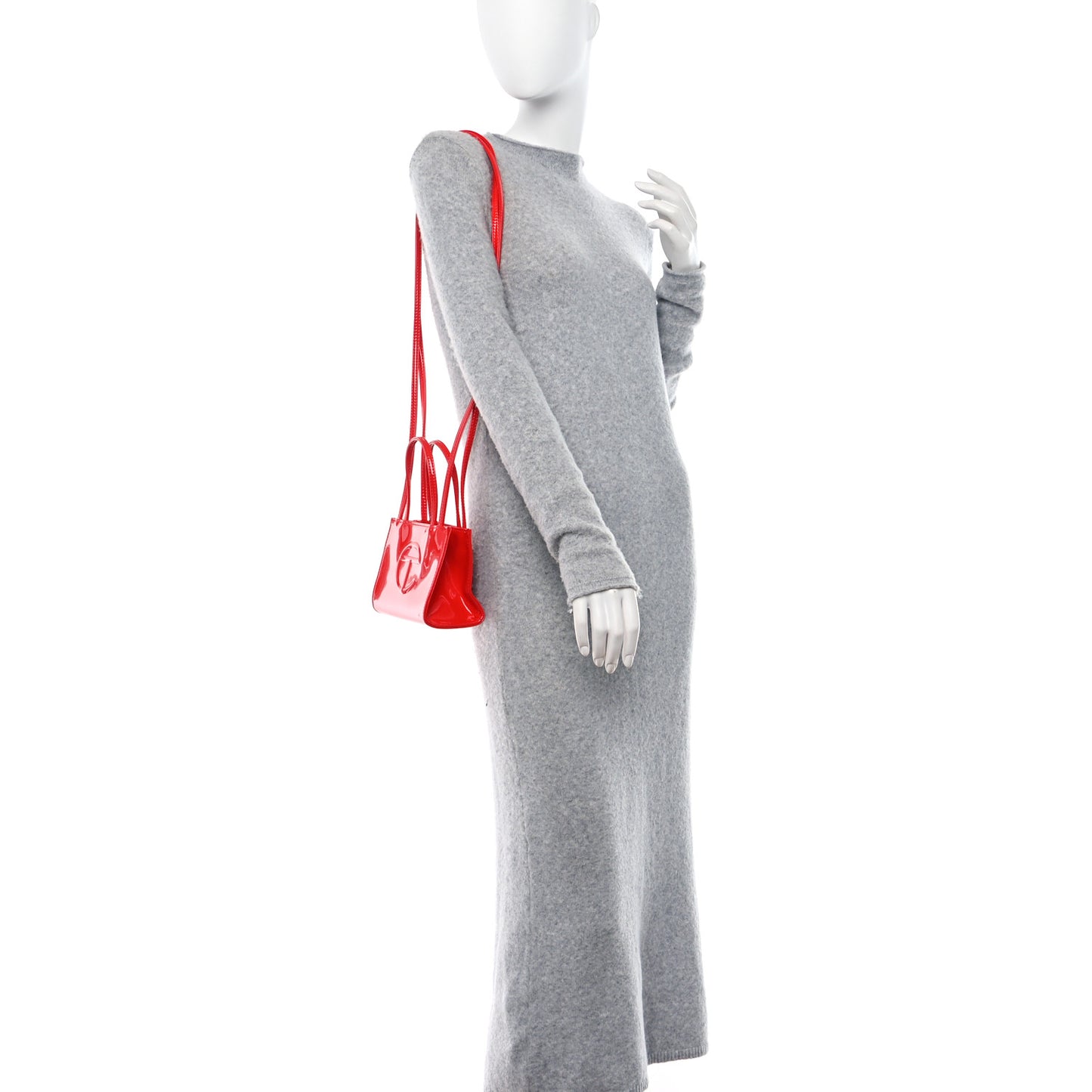 Patent Vegan Leather Small Shopping Bag Red