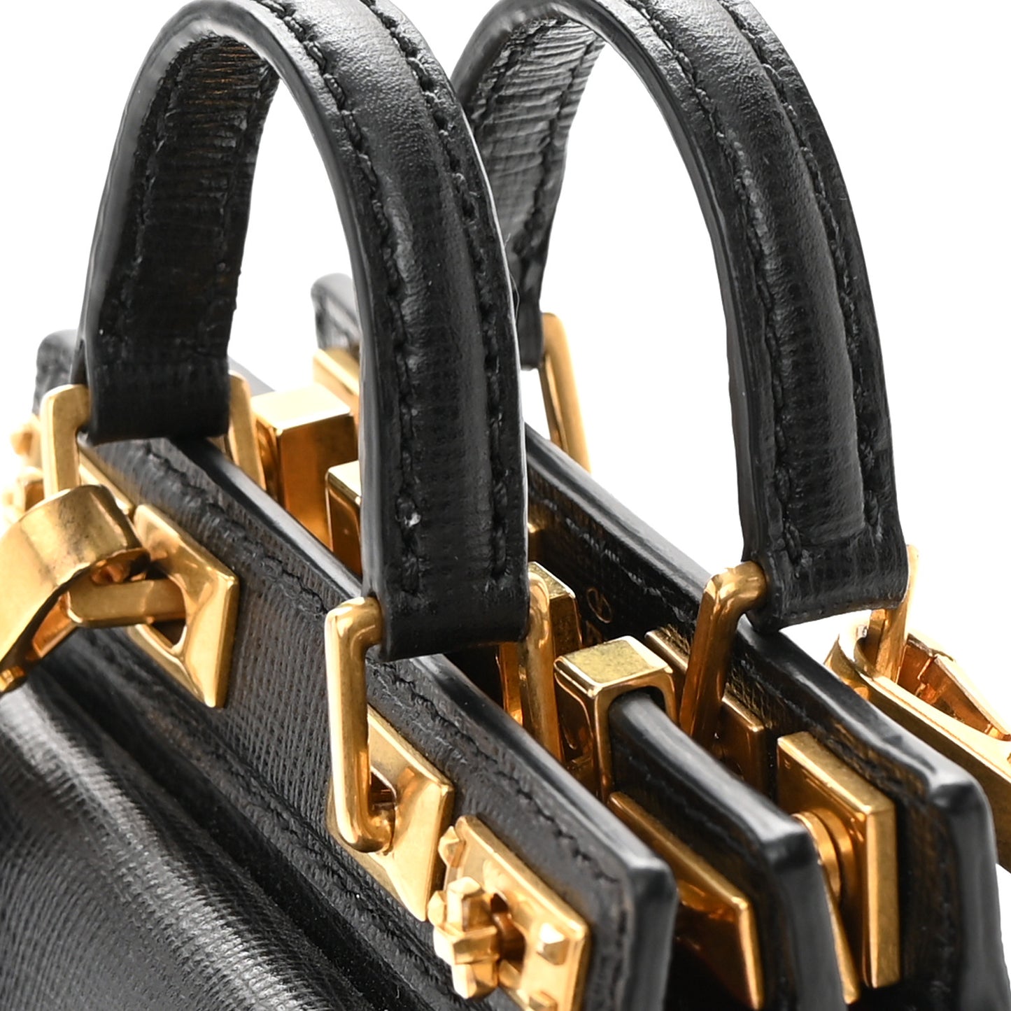 Grainy Calfskin Micro Rockstud Alcove Top-Handle Bag Black