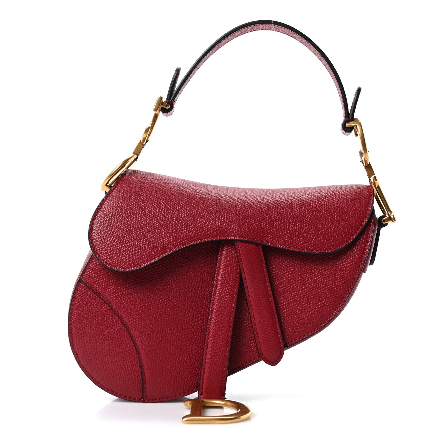 Christian Dior Grained Calfskin Mini Saddle Bag Red 1860156