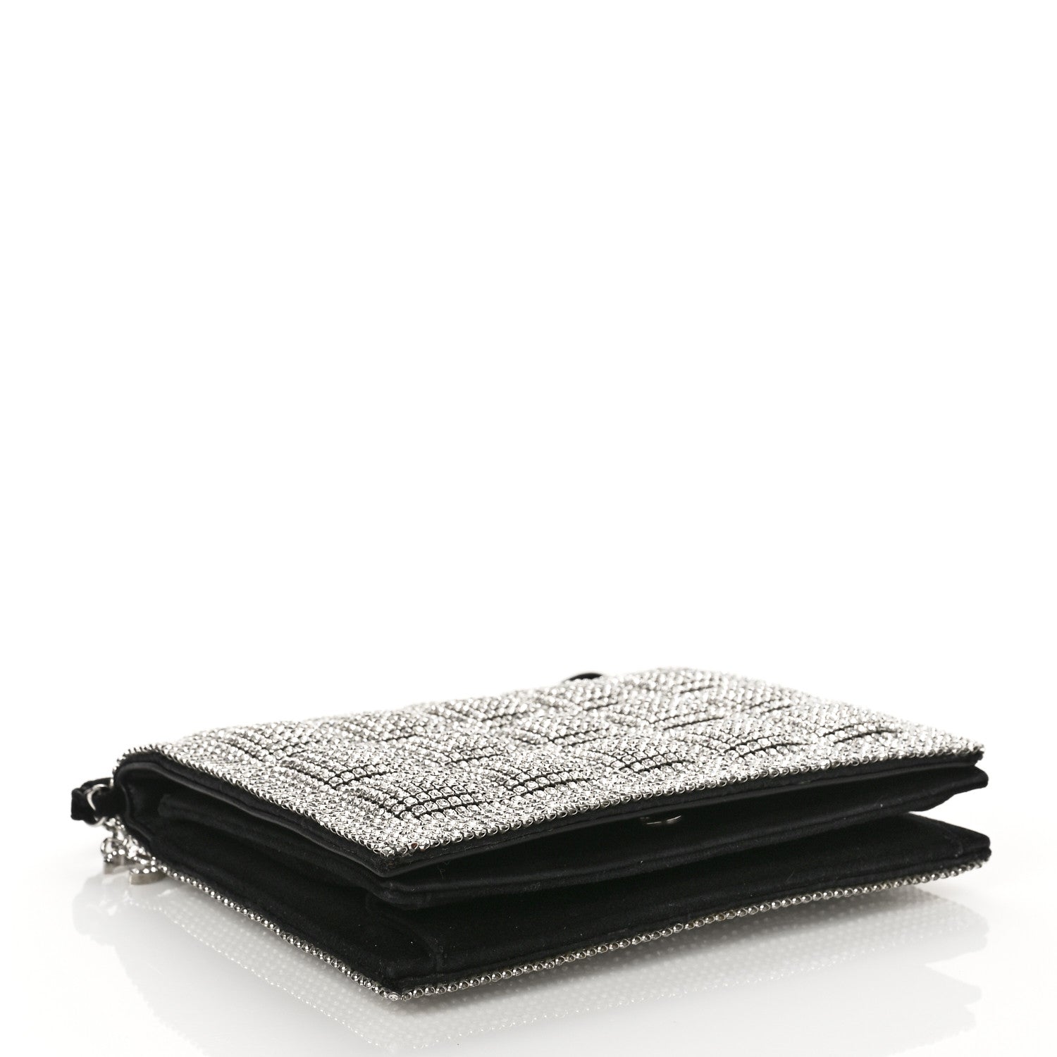 Chanel Crystal Quilted Clutch Silver 4 of 12