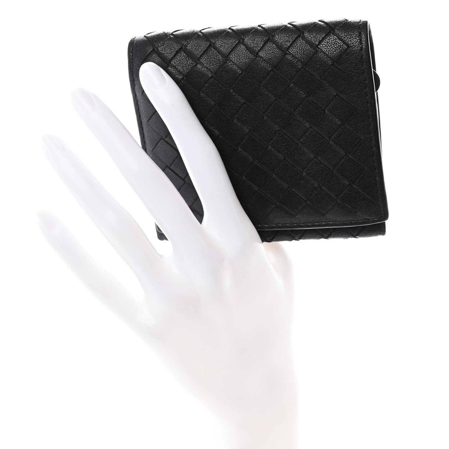 Nappa Intrecciato Tri-Fold Wallet Black