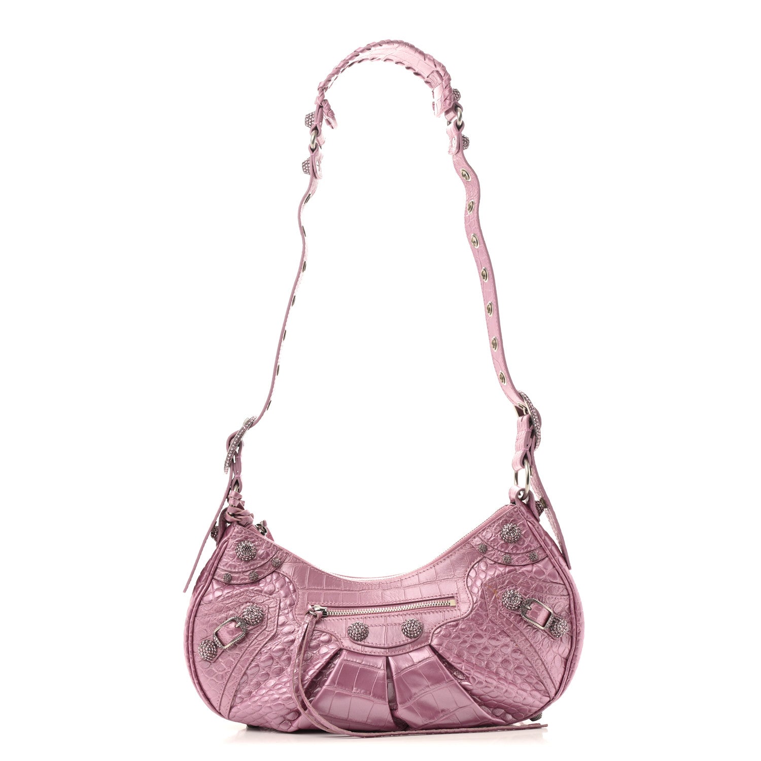 Balenciaga Metallic Extra Supple Calfskin Crystal Crocodile