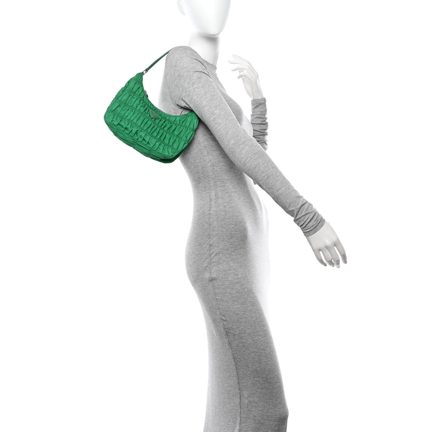 Tessuto Nylon Gaufre Shoulder Bag Menta