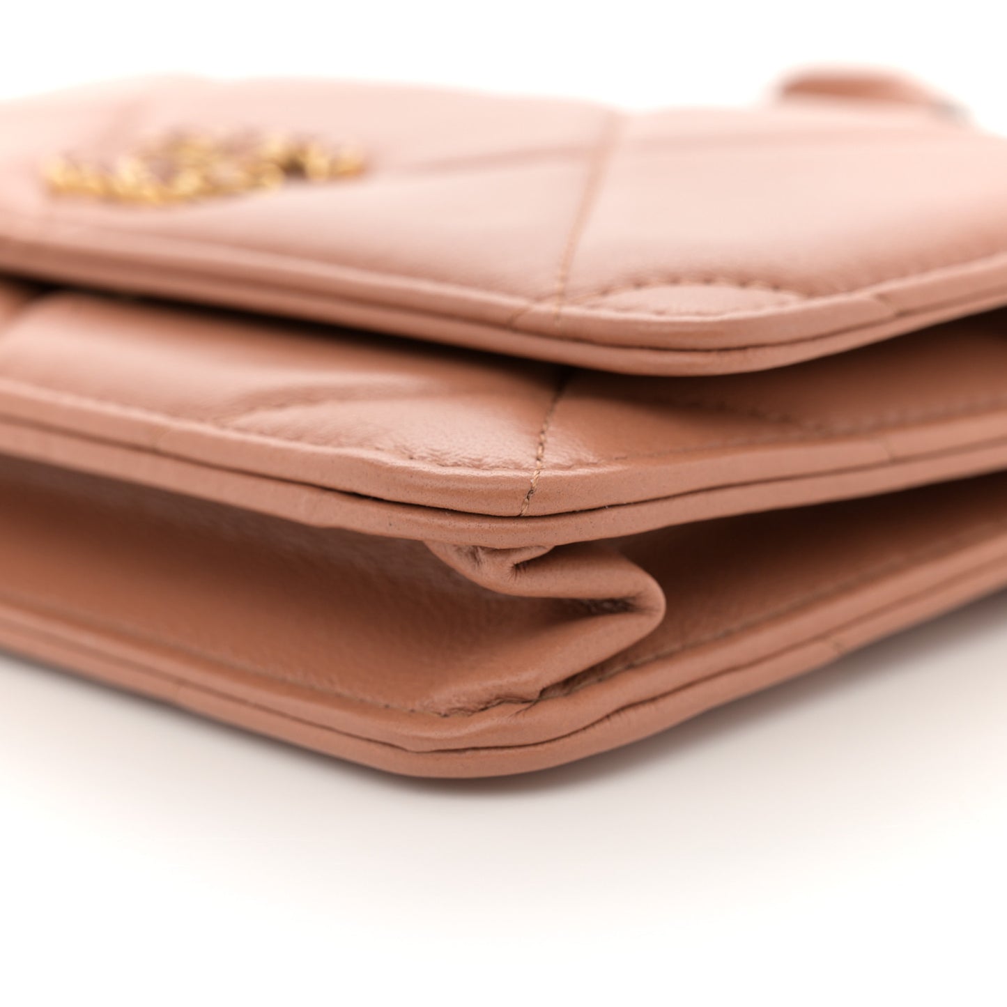 Lambskin Quilted Chanel 19 Wallet On Chain WOC Brown