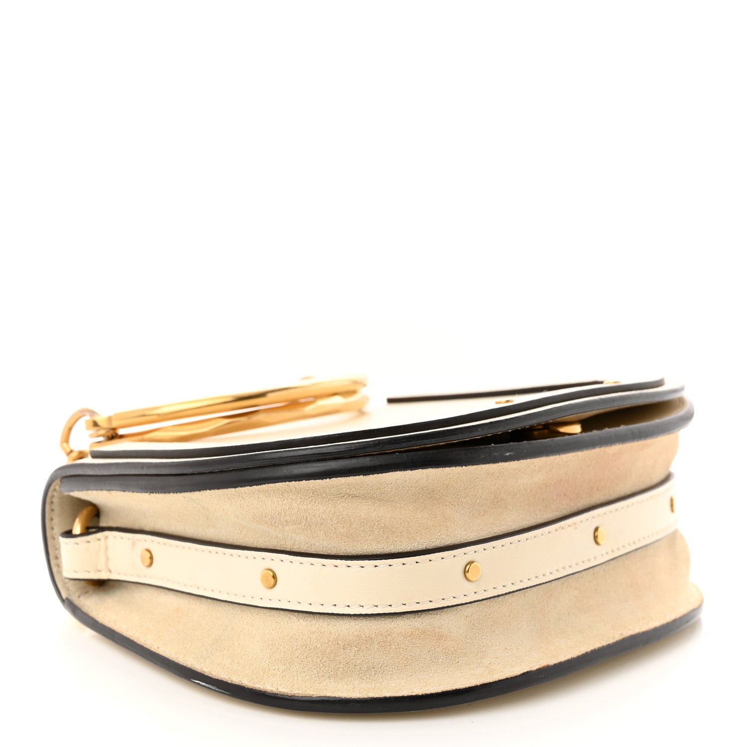 Chloe Calfskin Suede Small Nile Bracelet Bag Off White 4 of 15