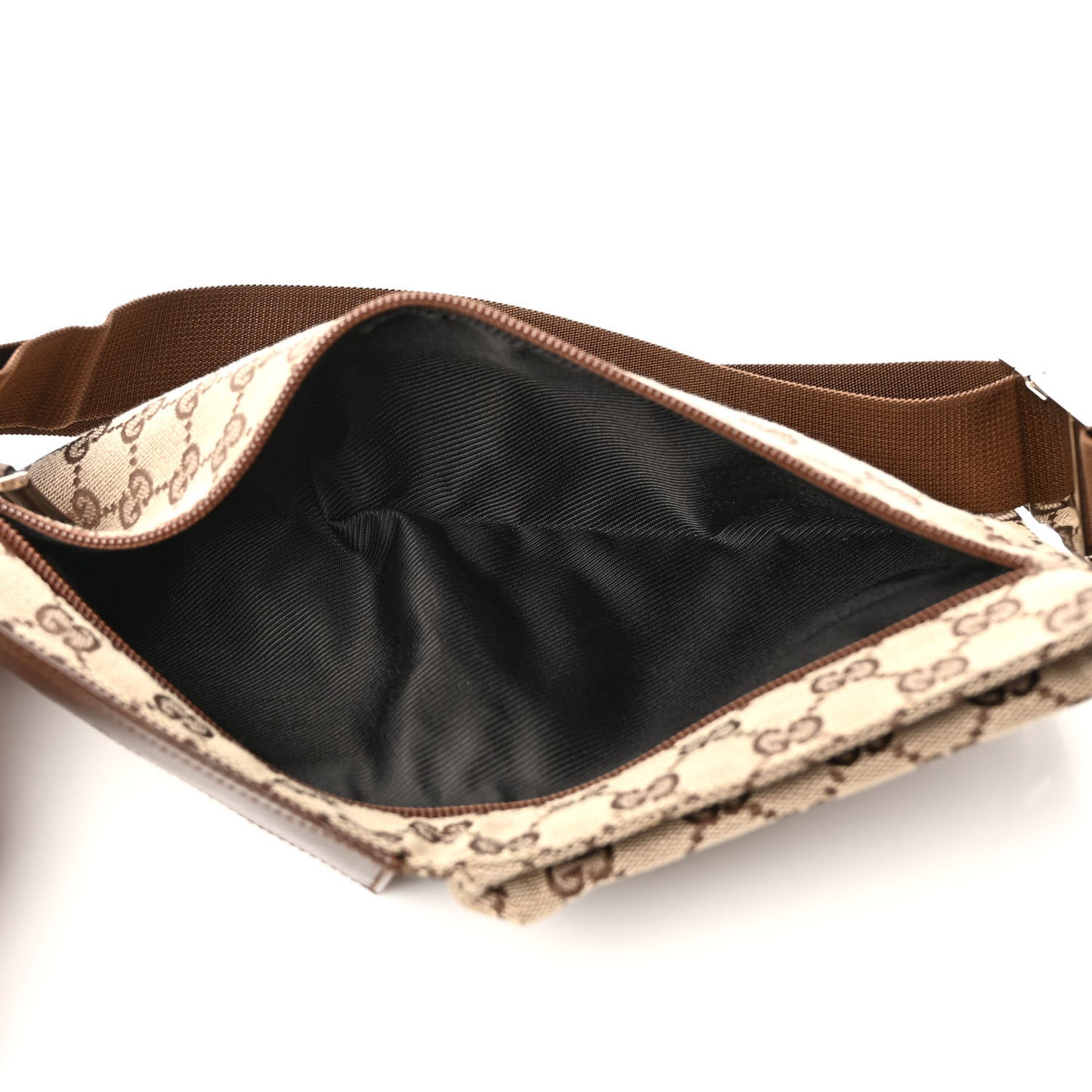 GG Monogram Double Pocket Belt Bag Dark Brown