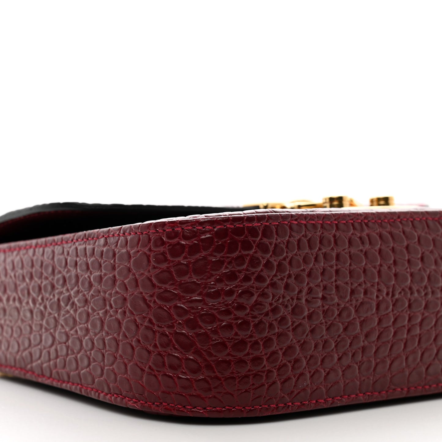 Crocodile Print Calfskin Top Handle Bag Rubino