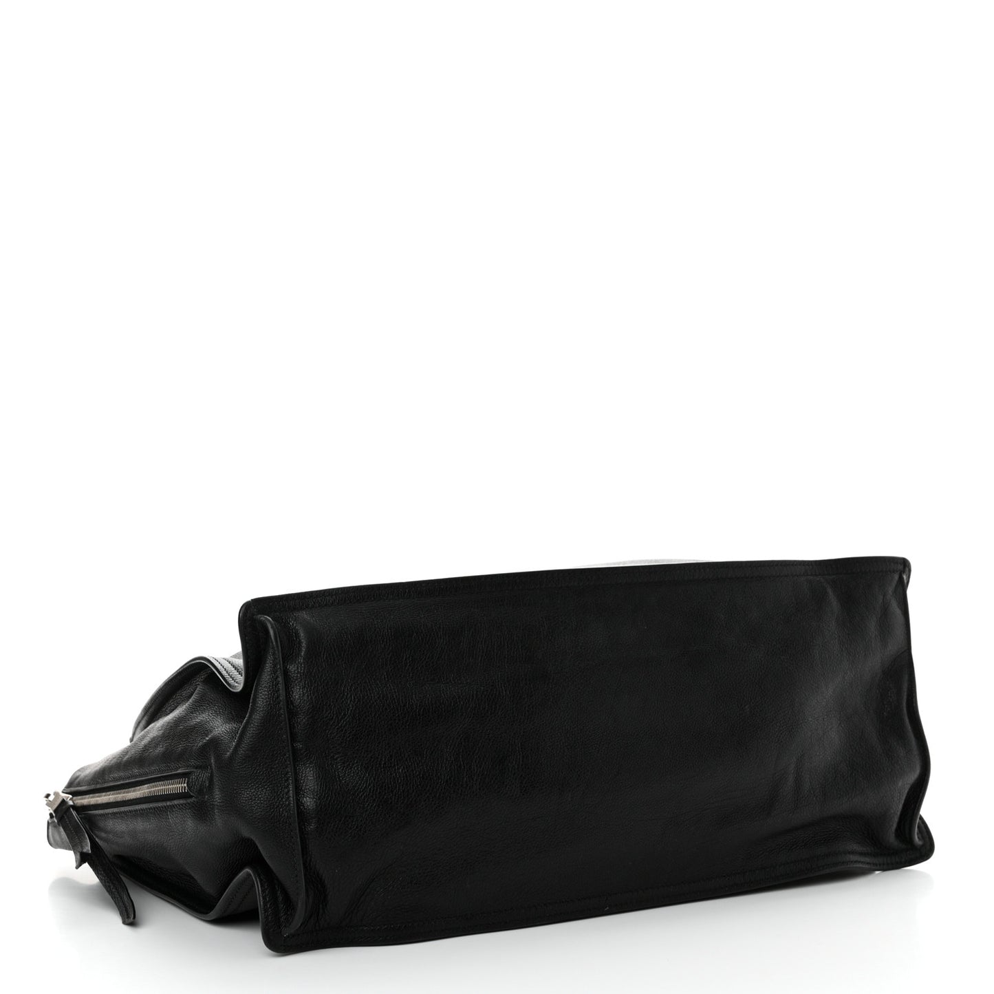Glace Calfskin Etiquette Shopping Bag Black Astrale