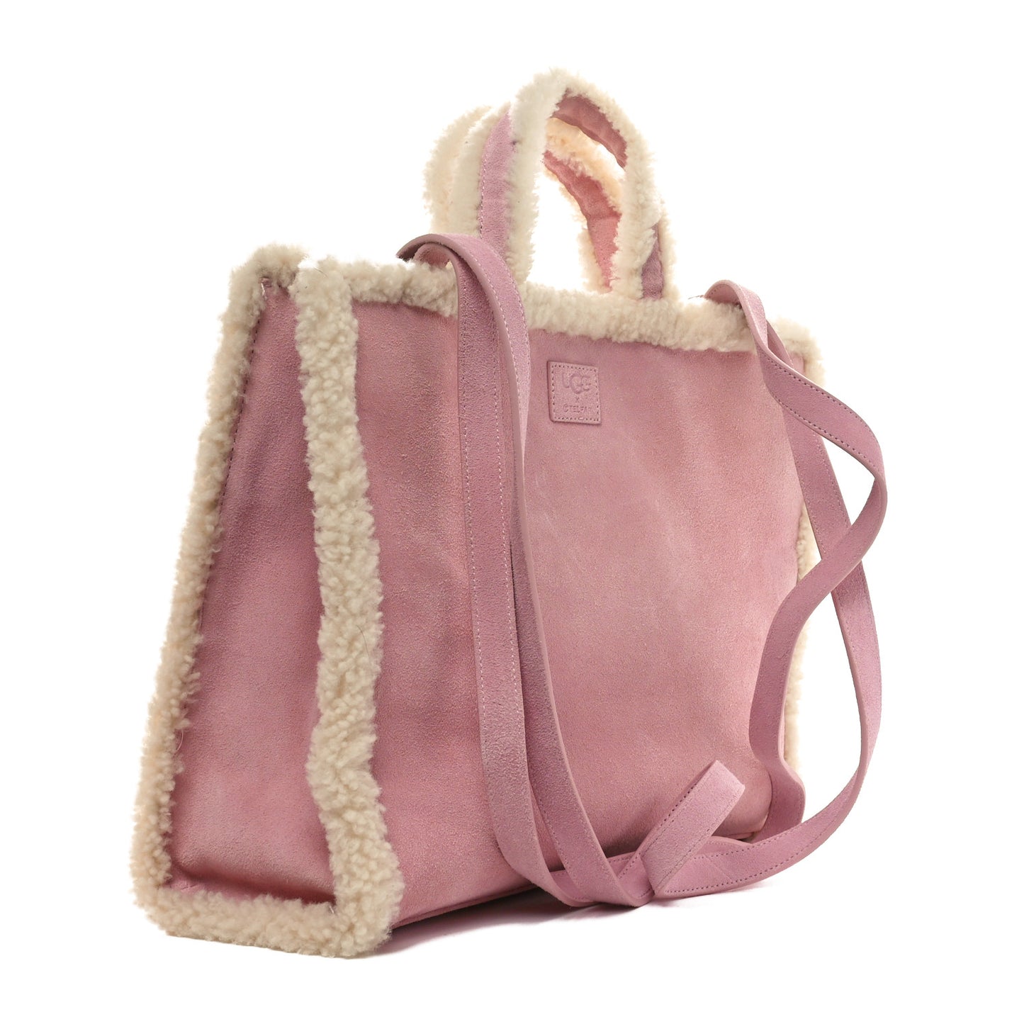 X UGG Suede Shearling Medium Shopping Bag Pink