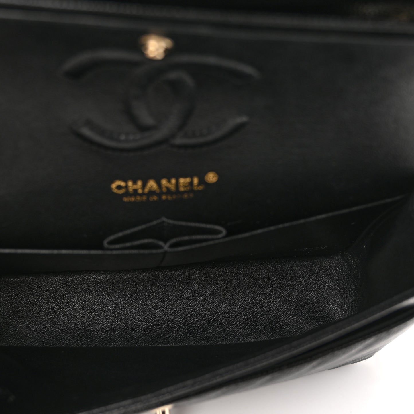 Caviar Chevron Quilted Small Double Flap Black