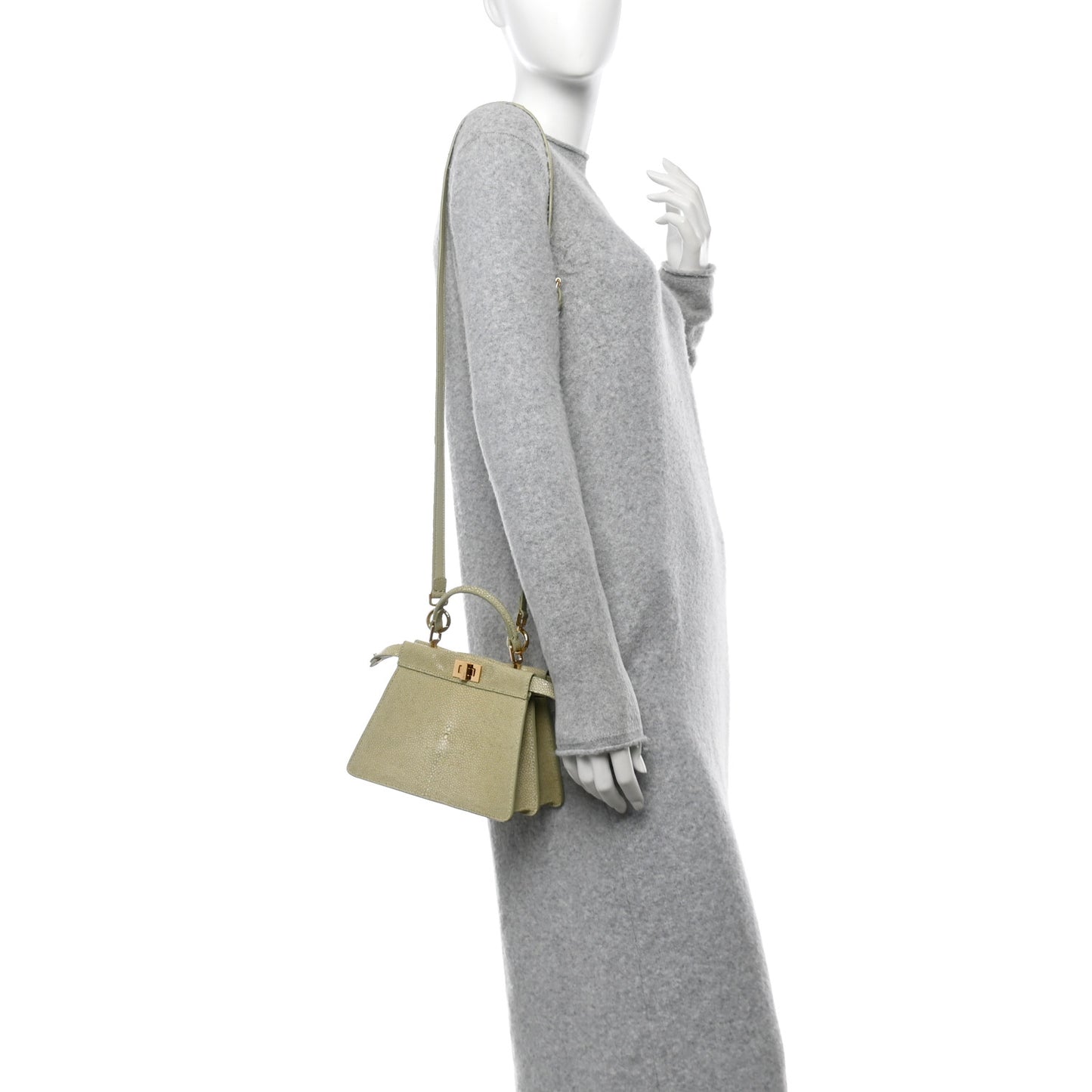 Stingray Shiny Nappa Petite Peekaboo I SEE U Satchel Green