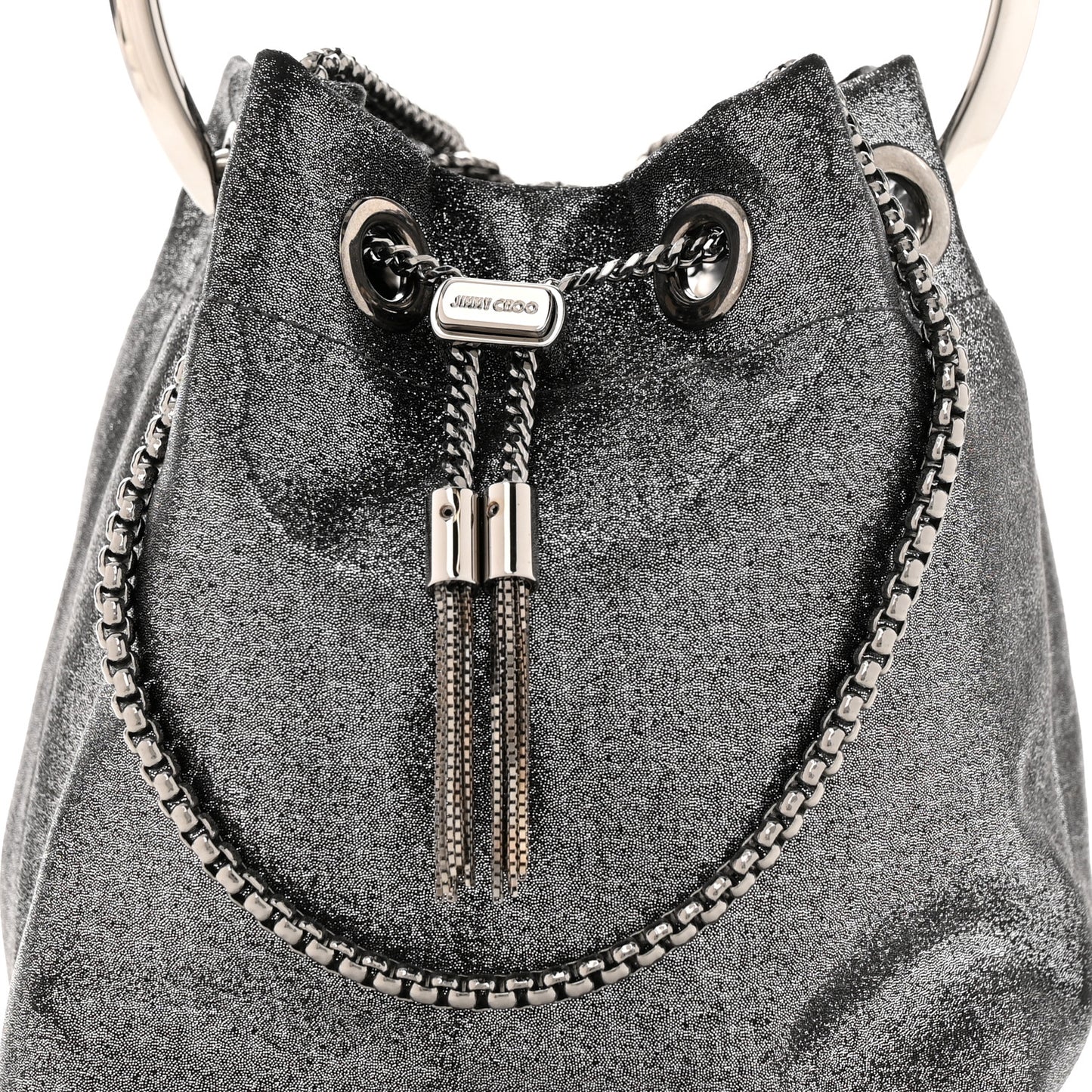 Metallic Fabric Bon Bon Bag Bucket Bag Silver