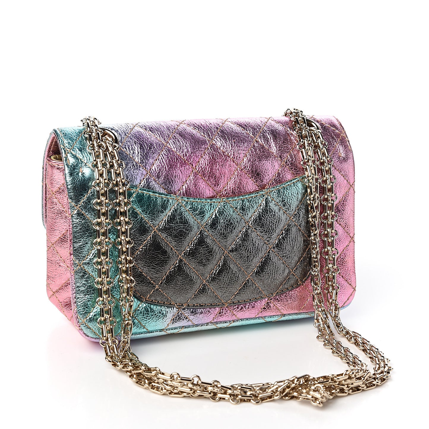 Metallic Goatskin Quilted Mini 2.55 Reissue Flap Multicolor