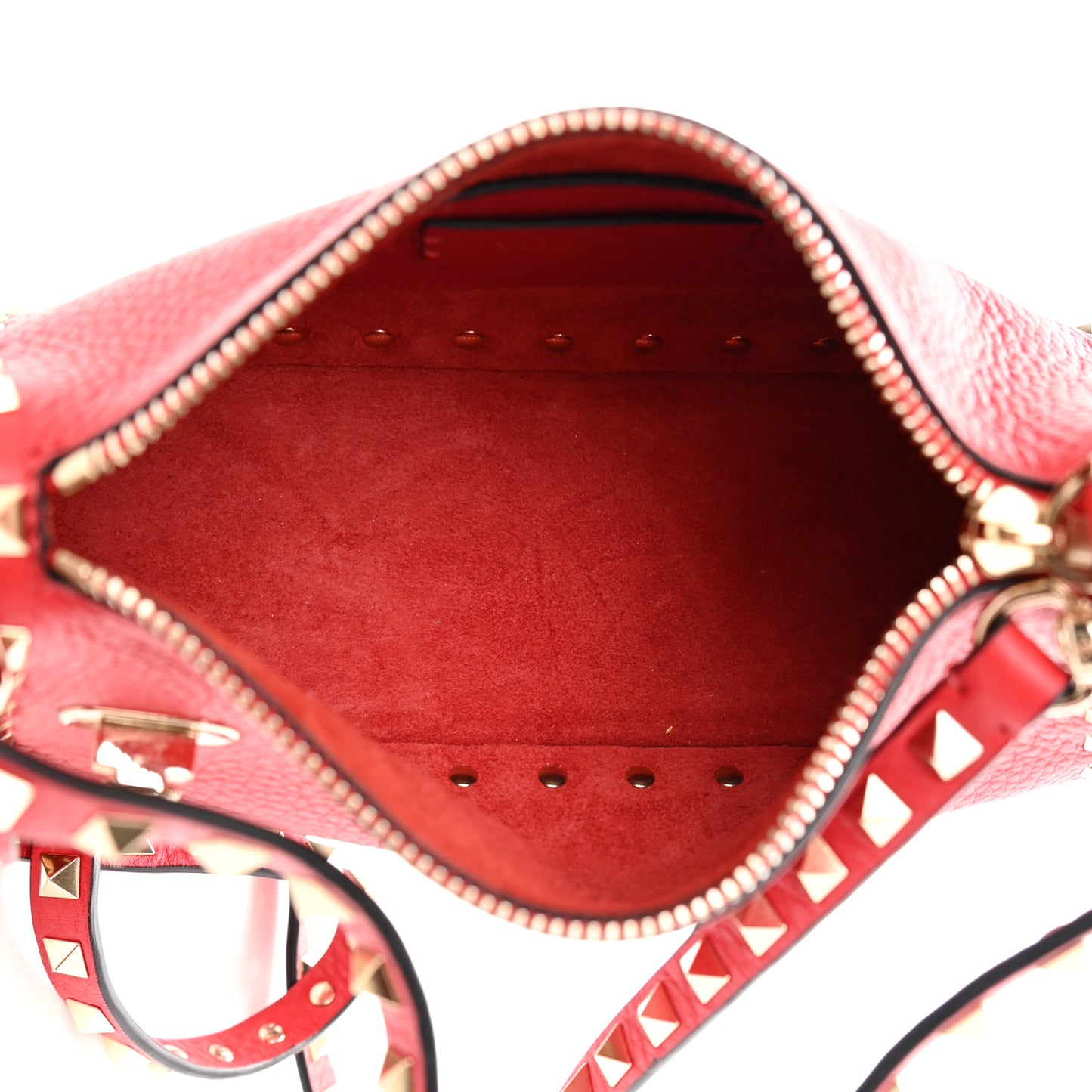 Pebbled Calfskin Small Rockstud Flip Lock Shoulder Bag Rouge Pur