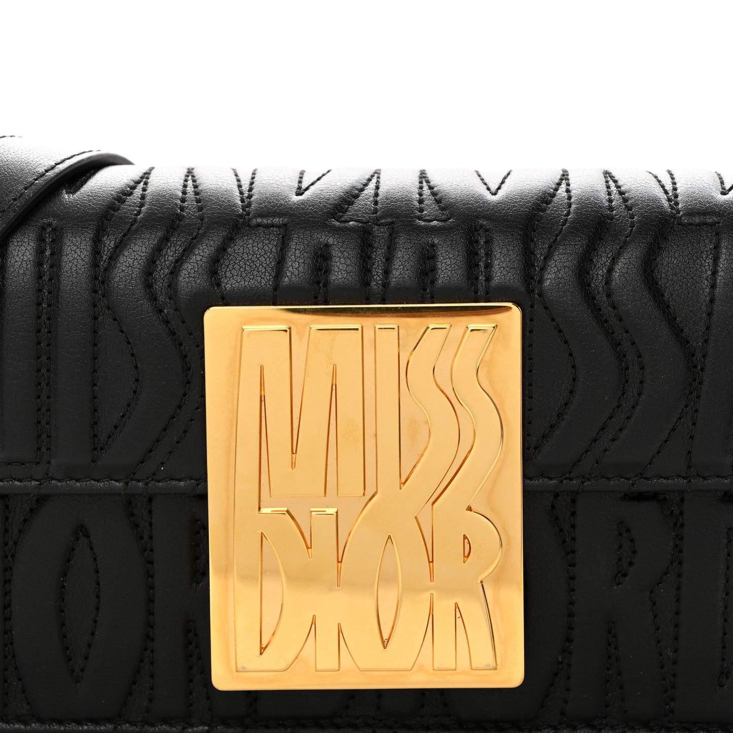 Calfskin Quilted All Over Miss Dior Flap Black