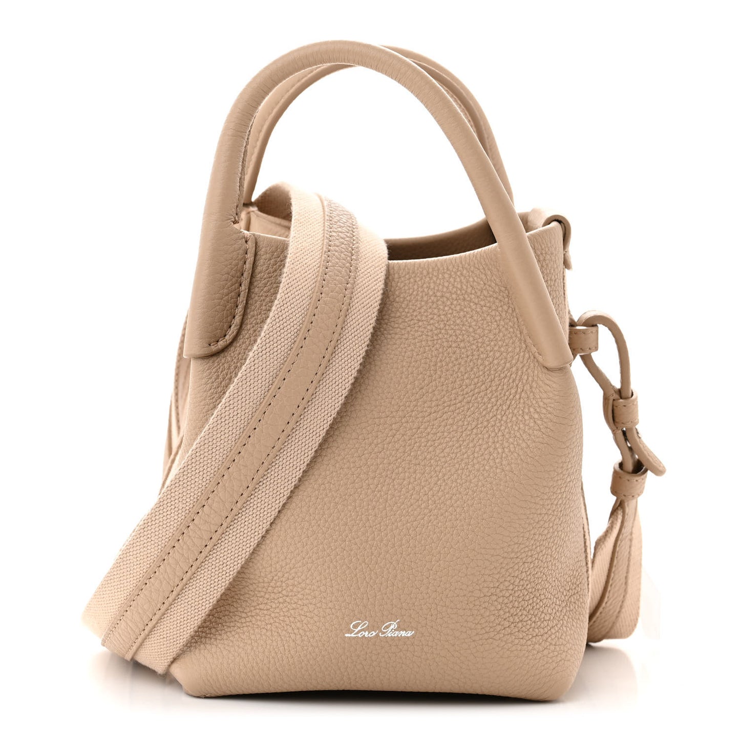 Grained Calfskin Large Bale Bag Light Mastic