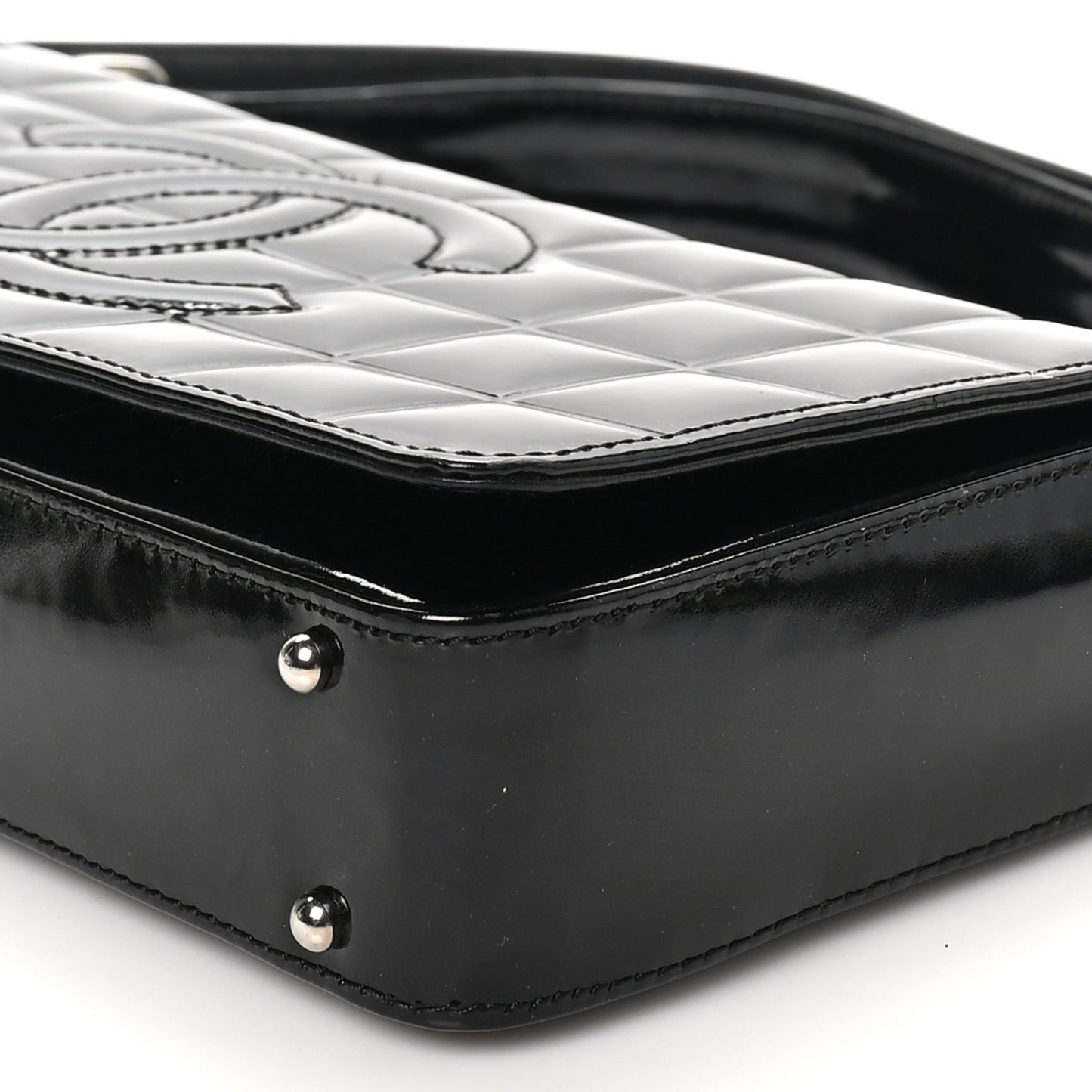 Patent Chocolate Bar Quilted CC Flap Black