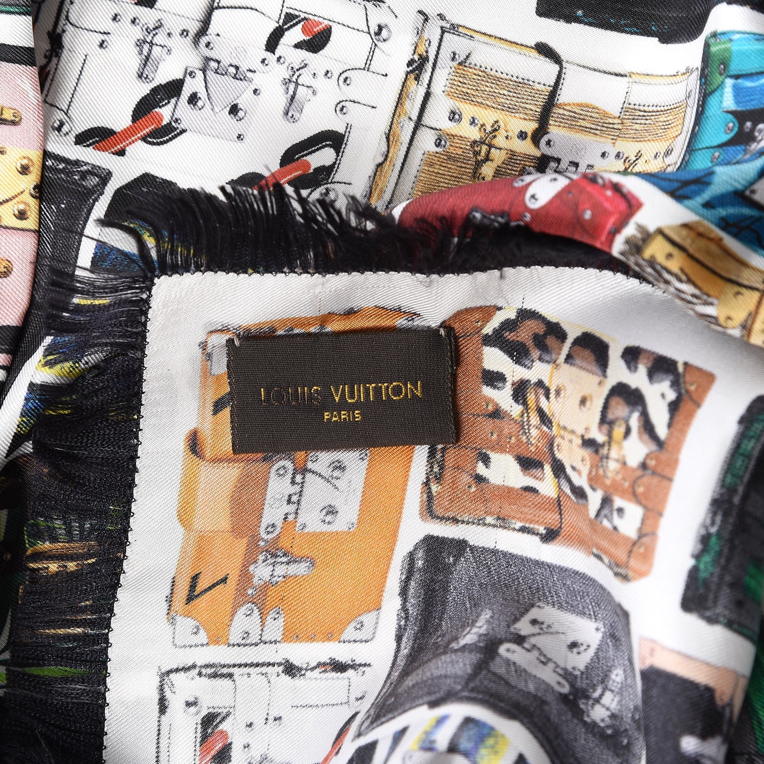 Louis Vuitton Silk Tribute to Petite Malle Giant Square Scarf Black 5 of 5