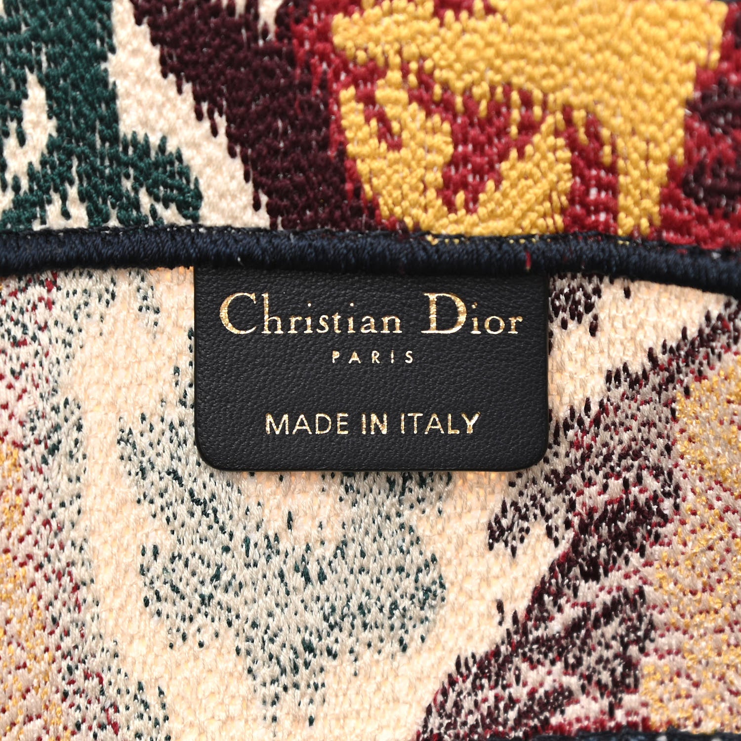 Christian Dior Canvas Embroidered Paisley Medium Book Tote Blue Multicolor 6 of 10