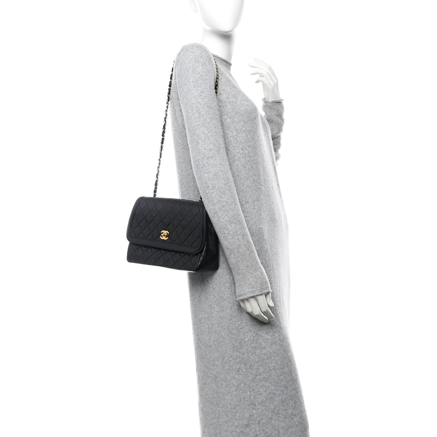 Lambskin Quilted Medium Single Flap Black