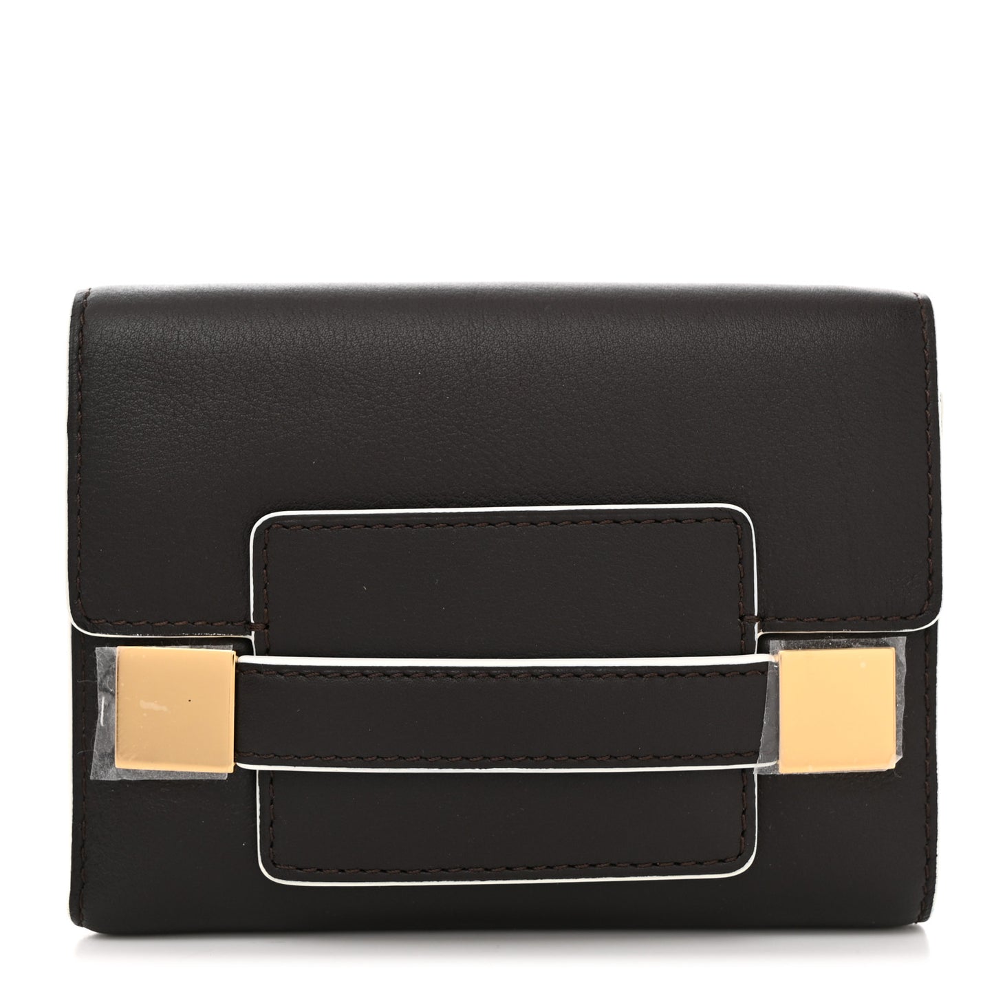 Calfskin Madam Tri-Fold Wallet Dark Brown