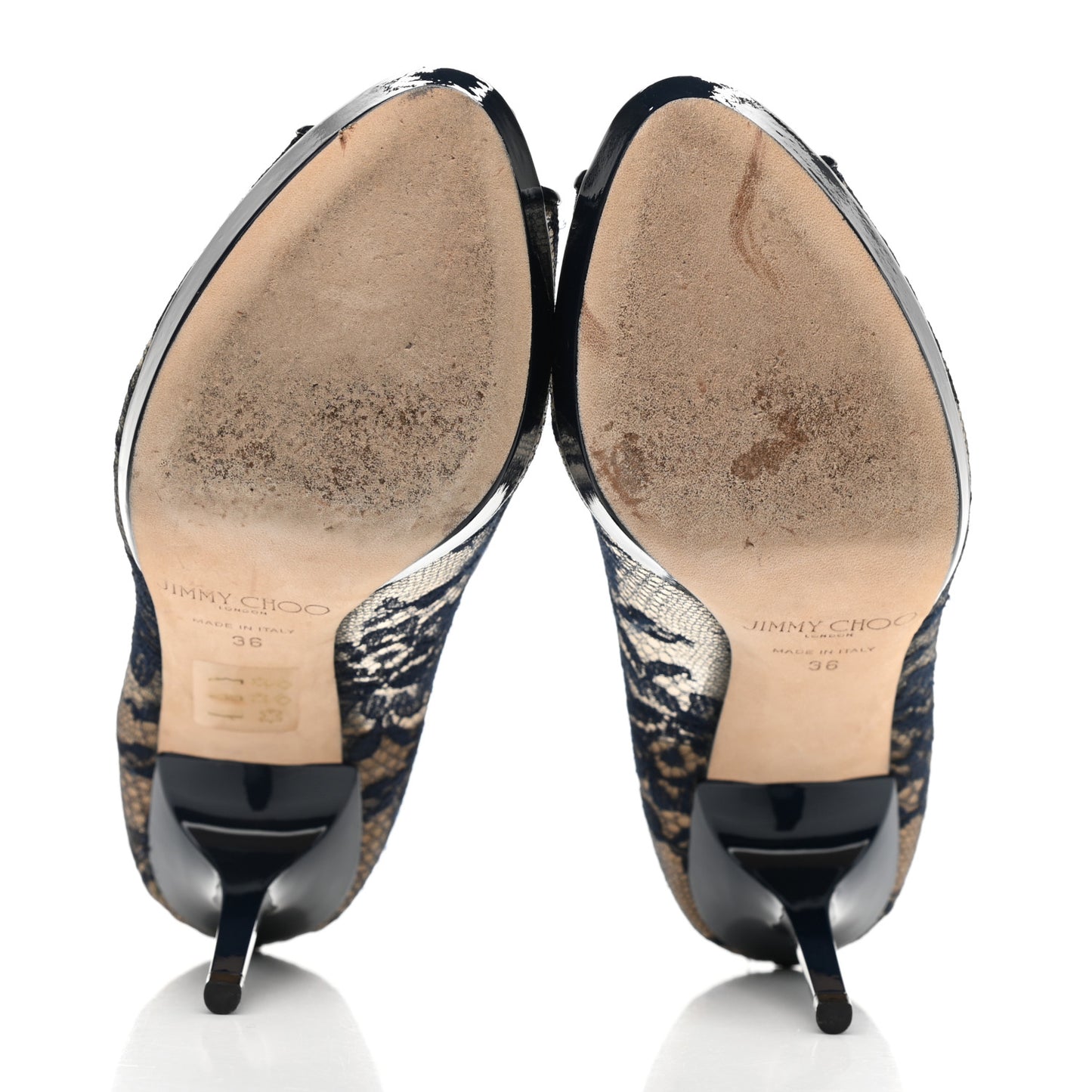Lace Patent Luna Peep Toe Pump 36 Black