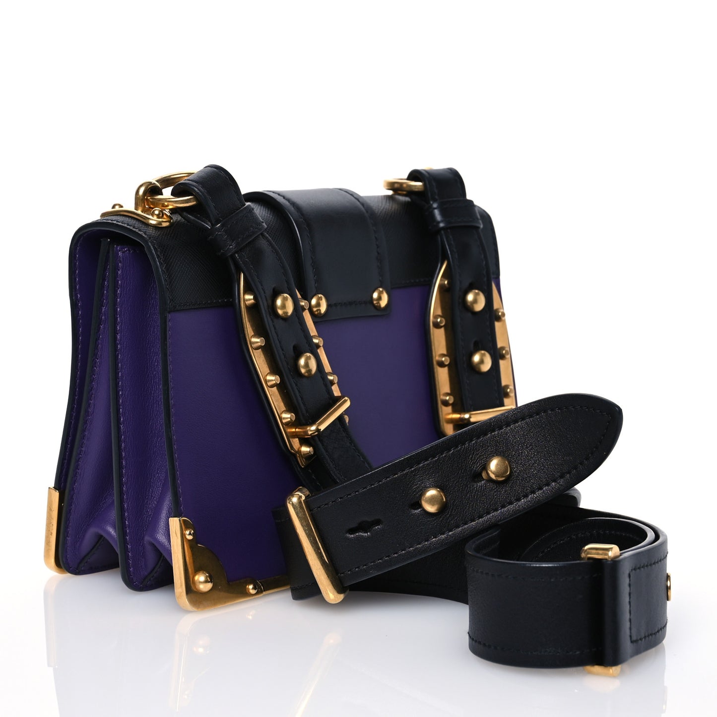 City Calfskin Saffiano Cahier Bag Viola Black