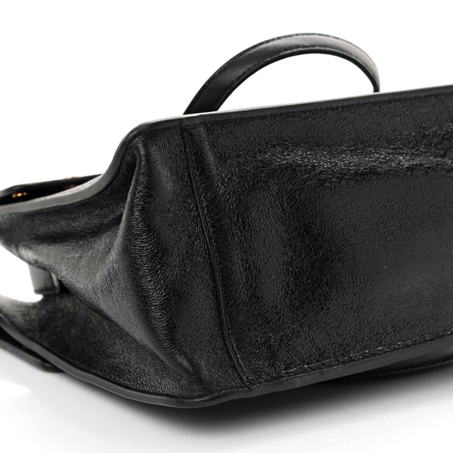 Agnello Old Shine Vitello Go Rain Large Flip Tote Black Marrone