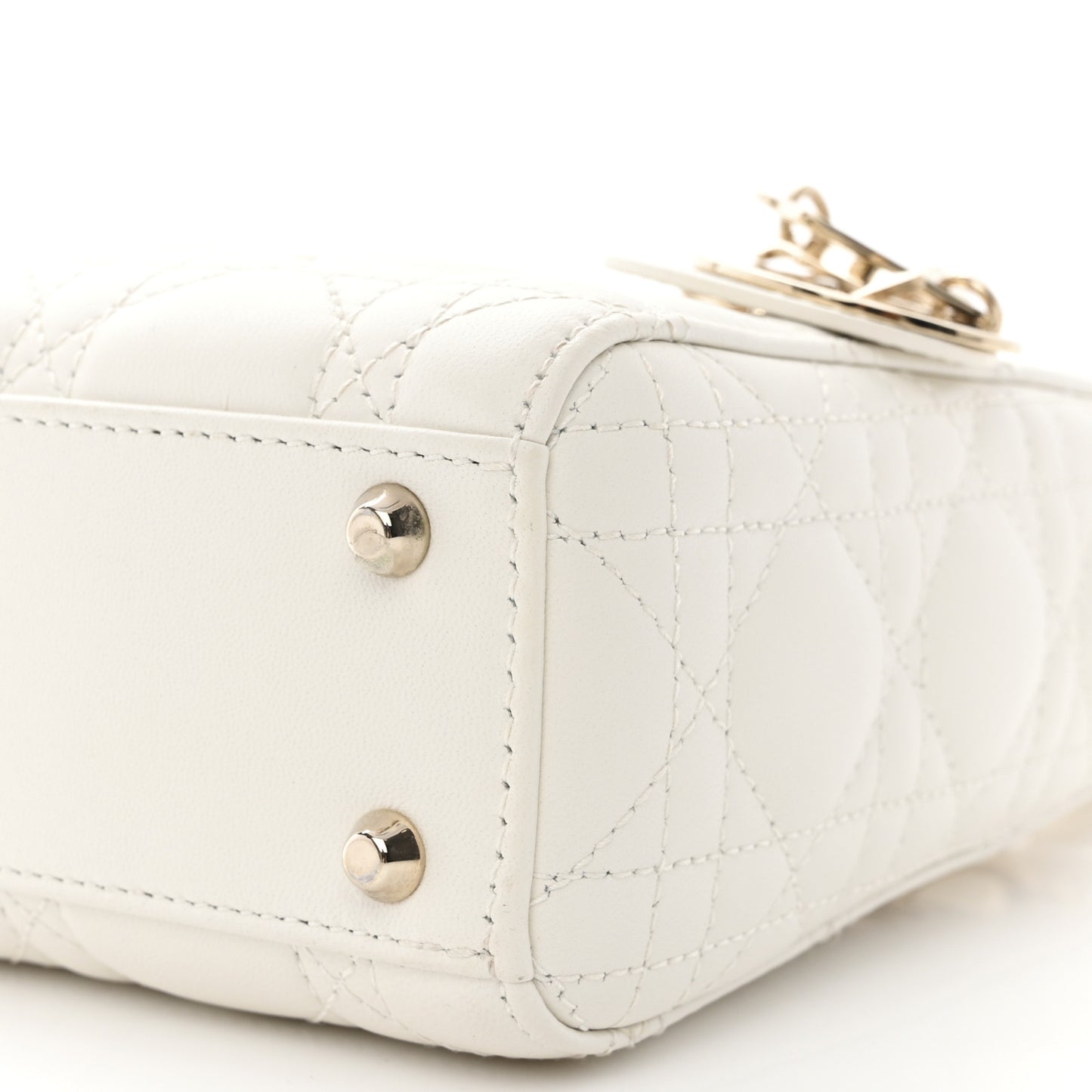 Lambskin Cannage Mini Lady Dior White