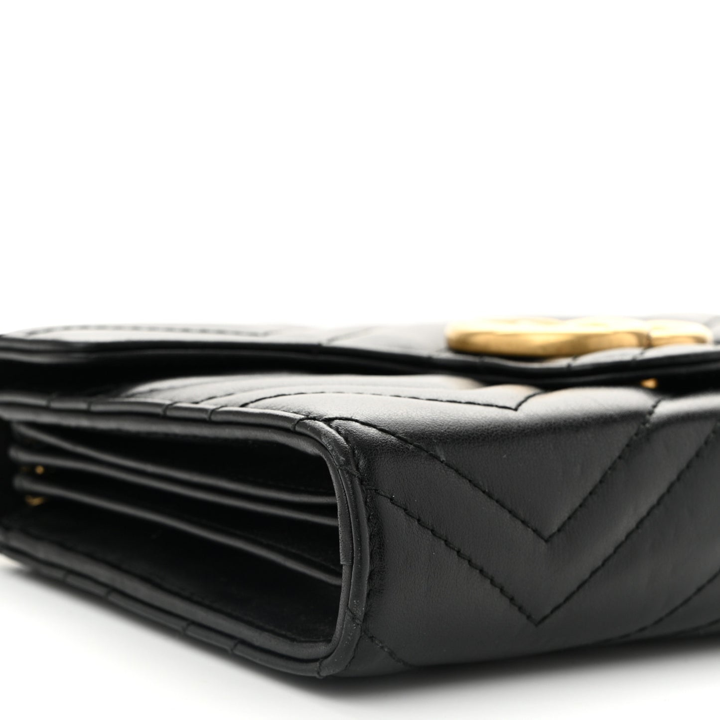 Calfskin Matelasse GG Marmont Chain Wallet Black