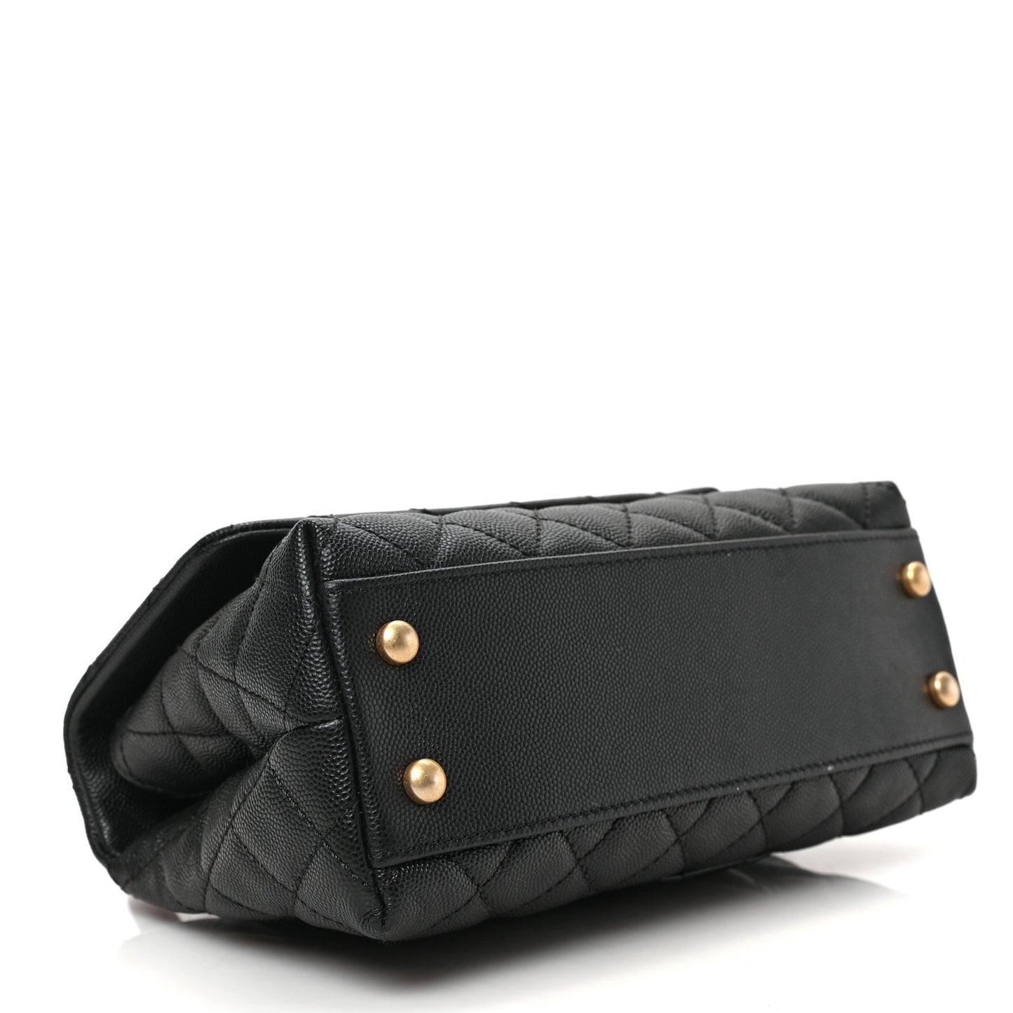 Caviar Lizard Quilted Mini Coco Handle Flap Black
