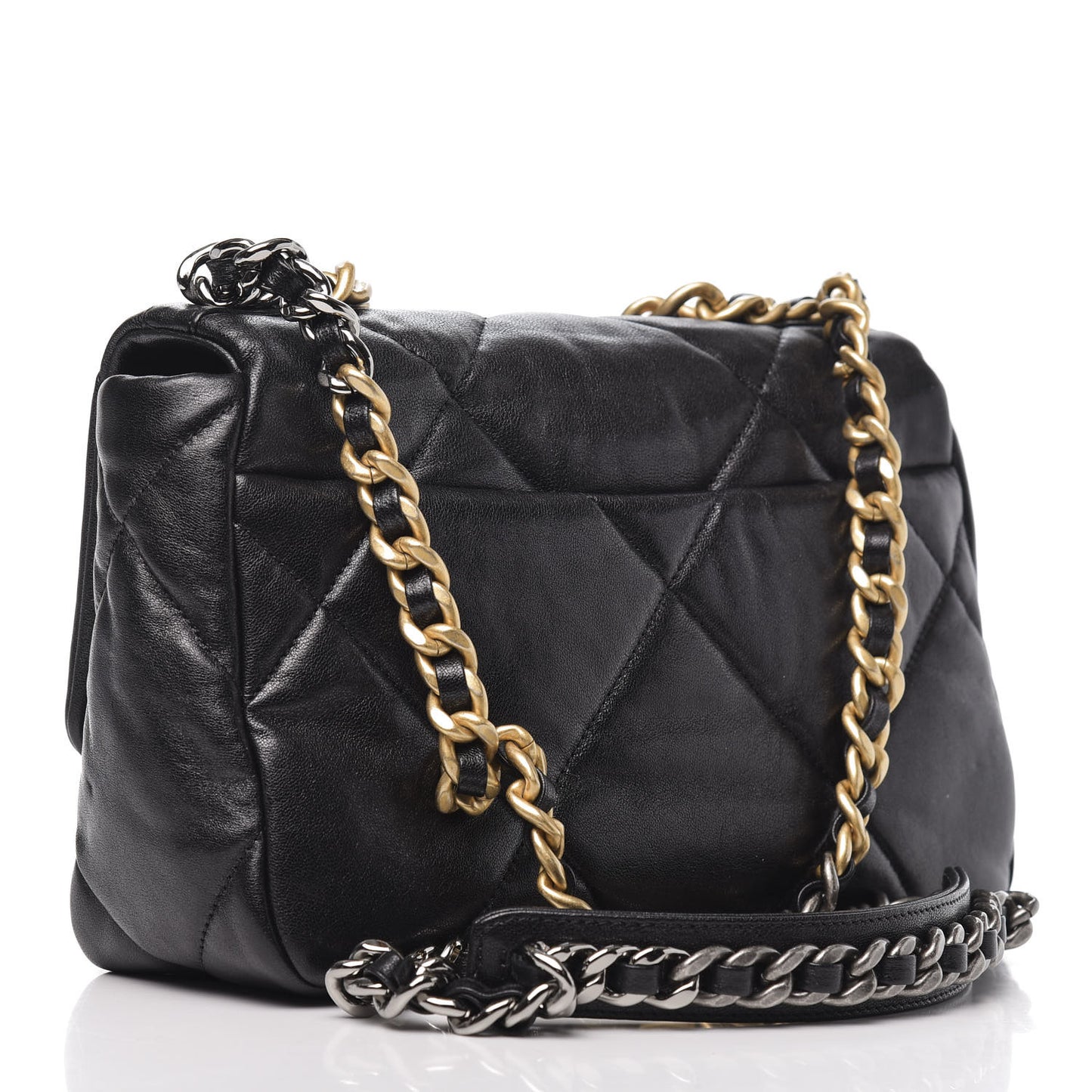 Goatskin Quilted Medium 19 Flap Black