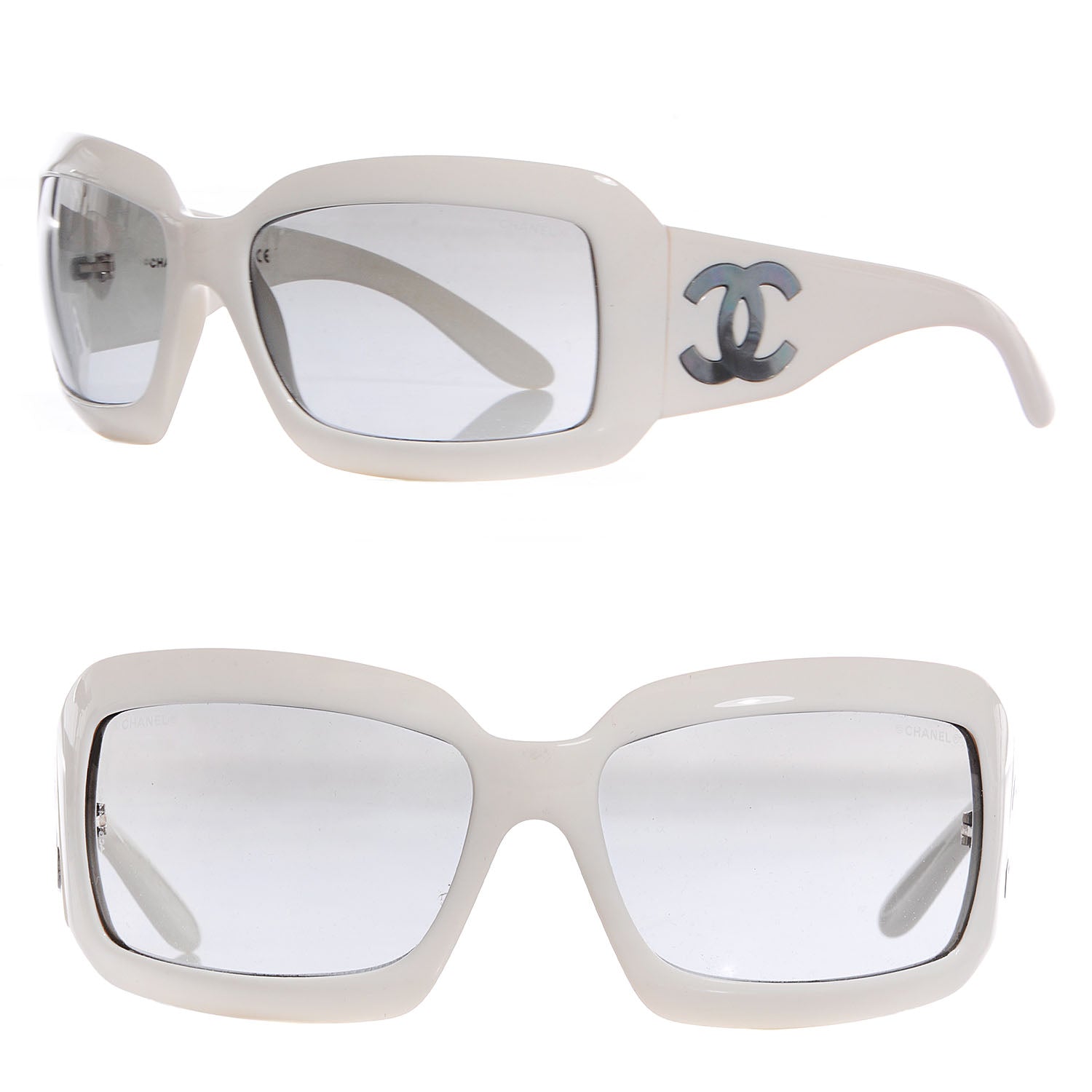 ロ*チ様 CHANEL sunglasses Pearl y2k archive VTG Y2K CHANEL Silver, White Pearl Temples Wrap Sunglasses Made in