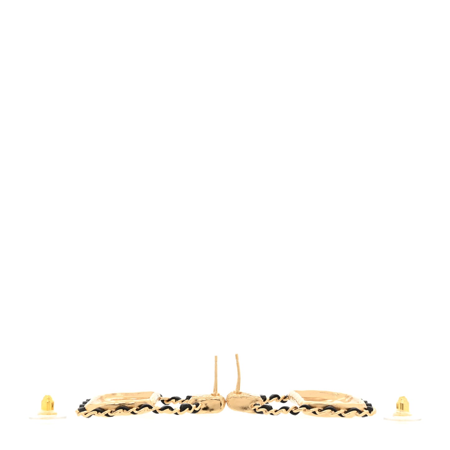 Metal Lambskin Quilted CC Chain Flap Bag Earrings Gold Black