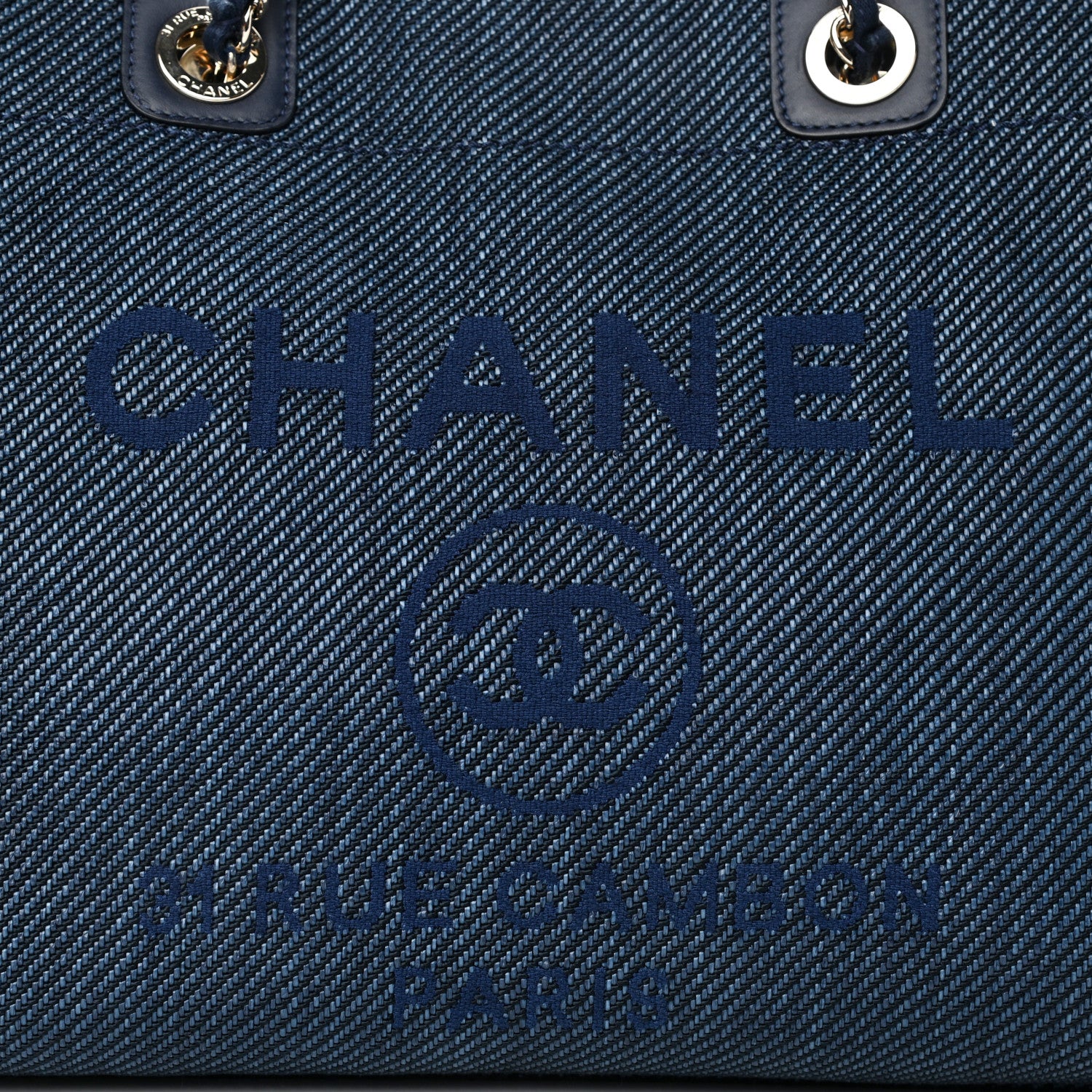 Chanel Mixed Fibers Striped Small Deauville Tote Navy Blue 8 of 12