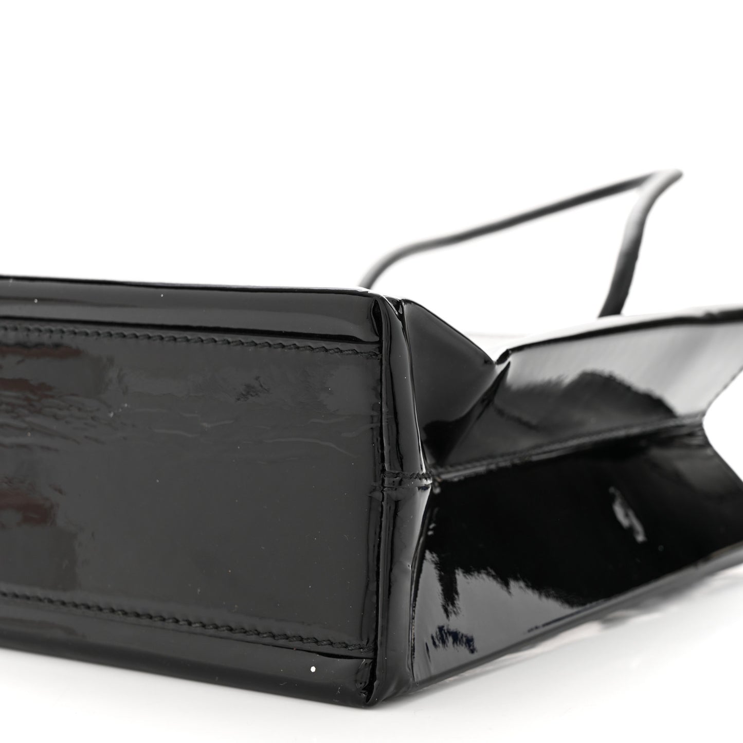Patent Calfskin Logo Shopping Tote XXS Black