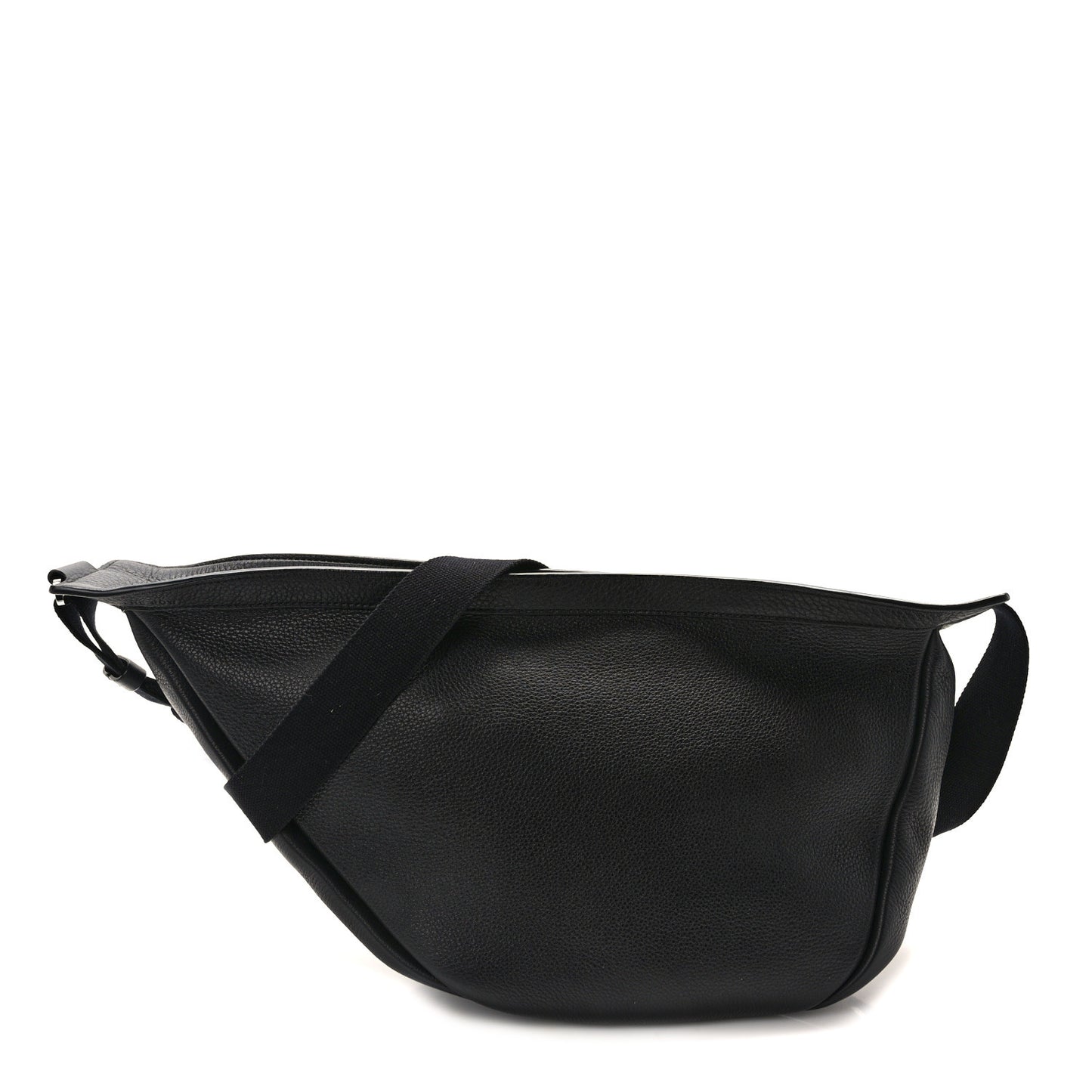 Grained Calfskin Large Slouchy Banana Bag Black